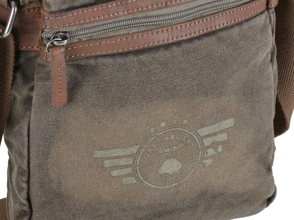 Lederbesatz mit 22x30cm, khaki Greenburry Aviator, Messengerbag, Schultertasche Herrentasche Umhängetasche