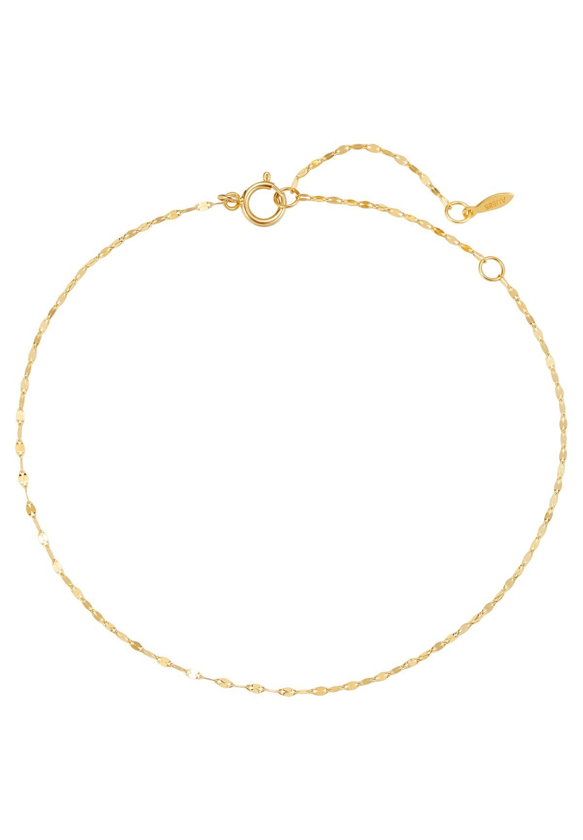 Dear Me Goldarmband Schimmer Rolo, Armband 585 Gold, Massiv Echtgold Damen Gliederarmband, Verstellbar 15–20 cm