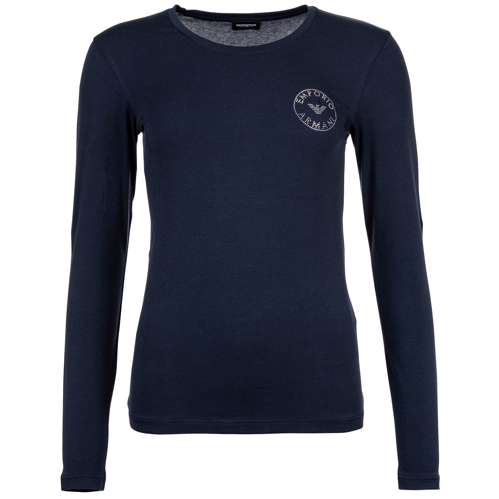 Emporio Armani T-Shirt Damen Langarm-Shirt - ESSENTIAL STUDS LOGO Blau