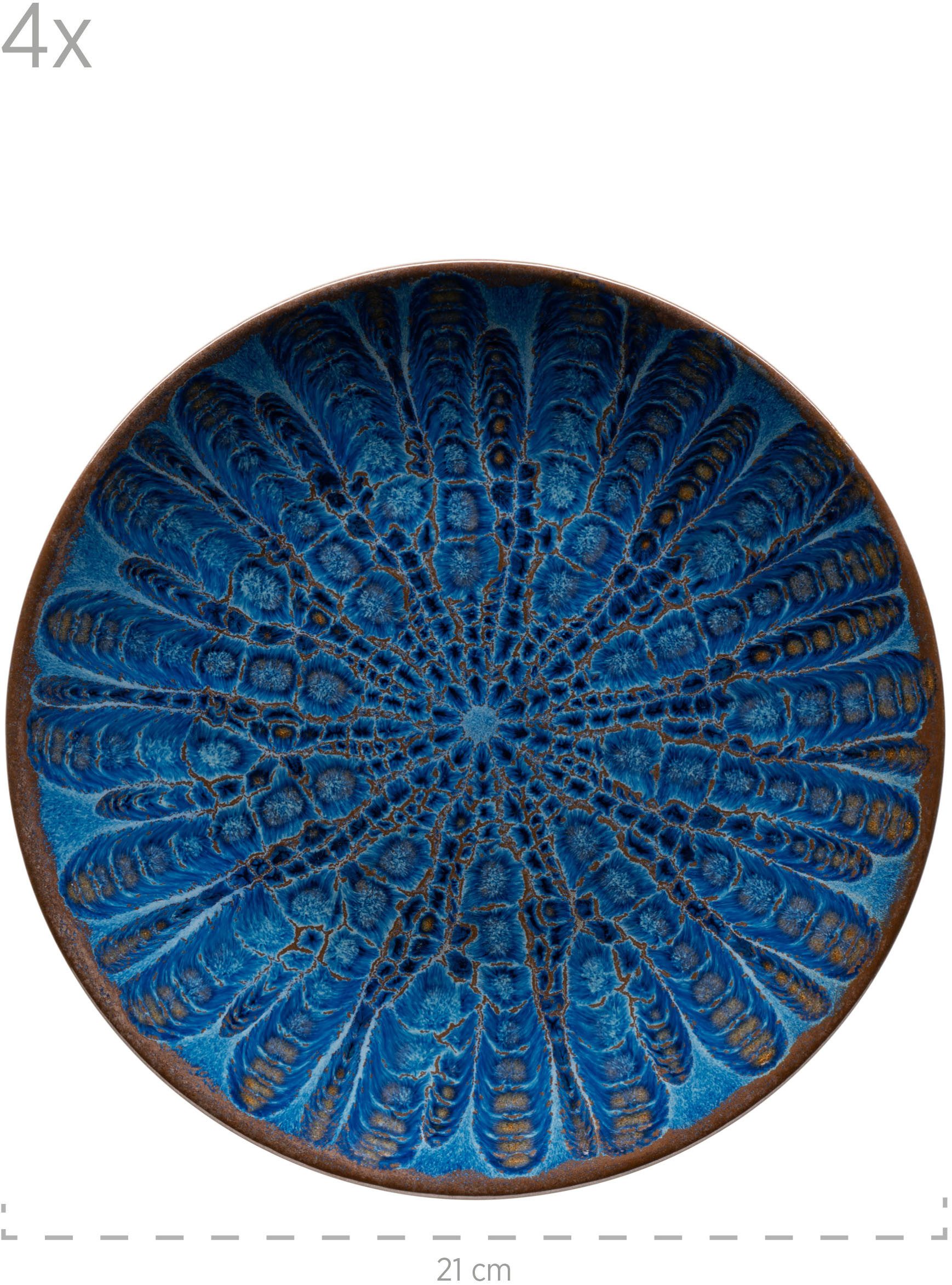 Mäser Tafelservice 12-tlg. "Aquamarine" Steinzeug, blau – Bild 3 von 4
