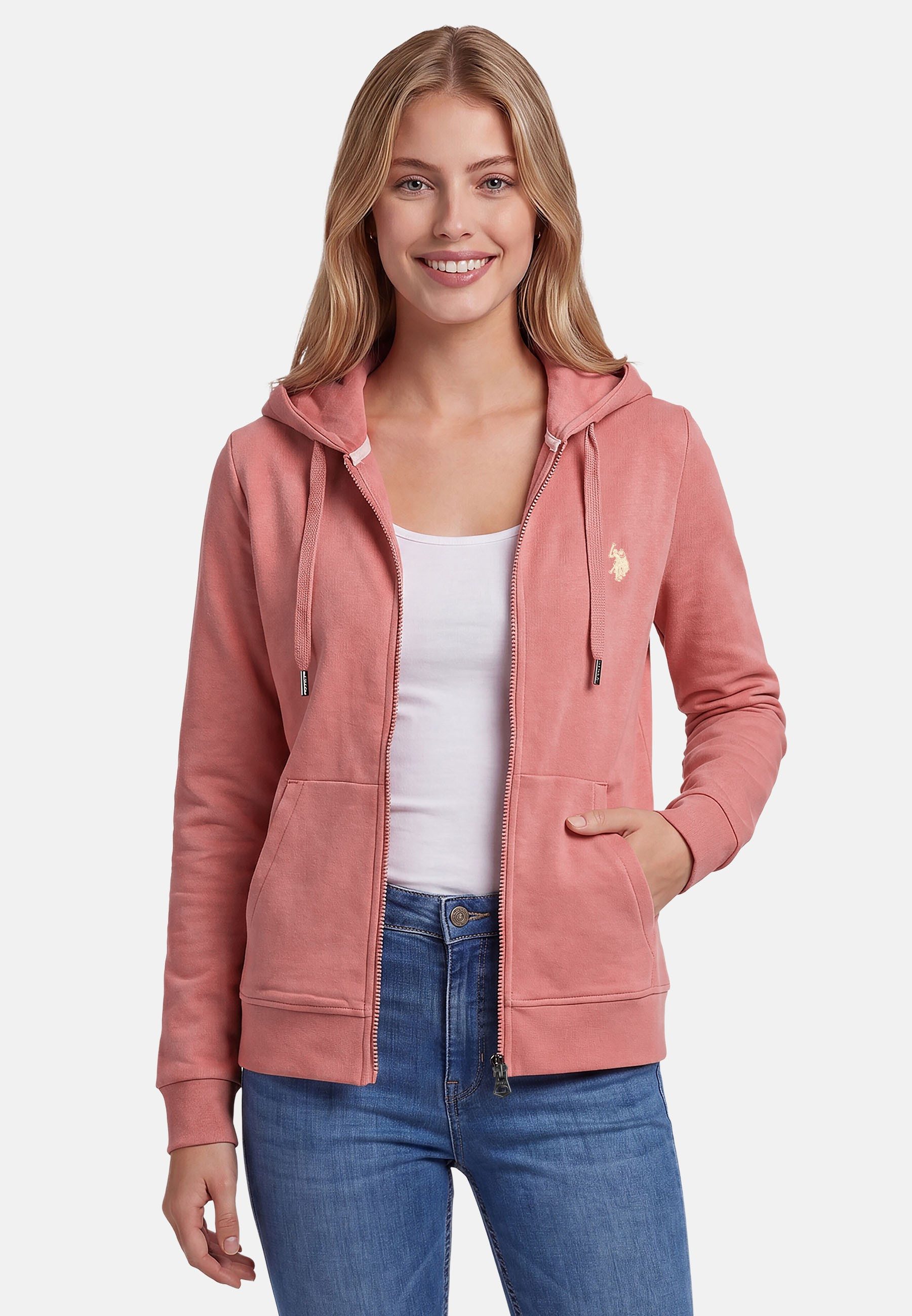Sweatjacke USRubyy – Damen Kapuzenjacke mit Reißverschluss und Logo-Stickerei