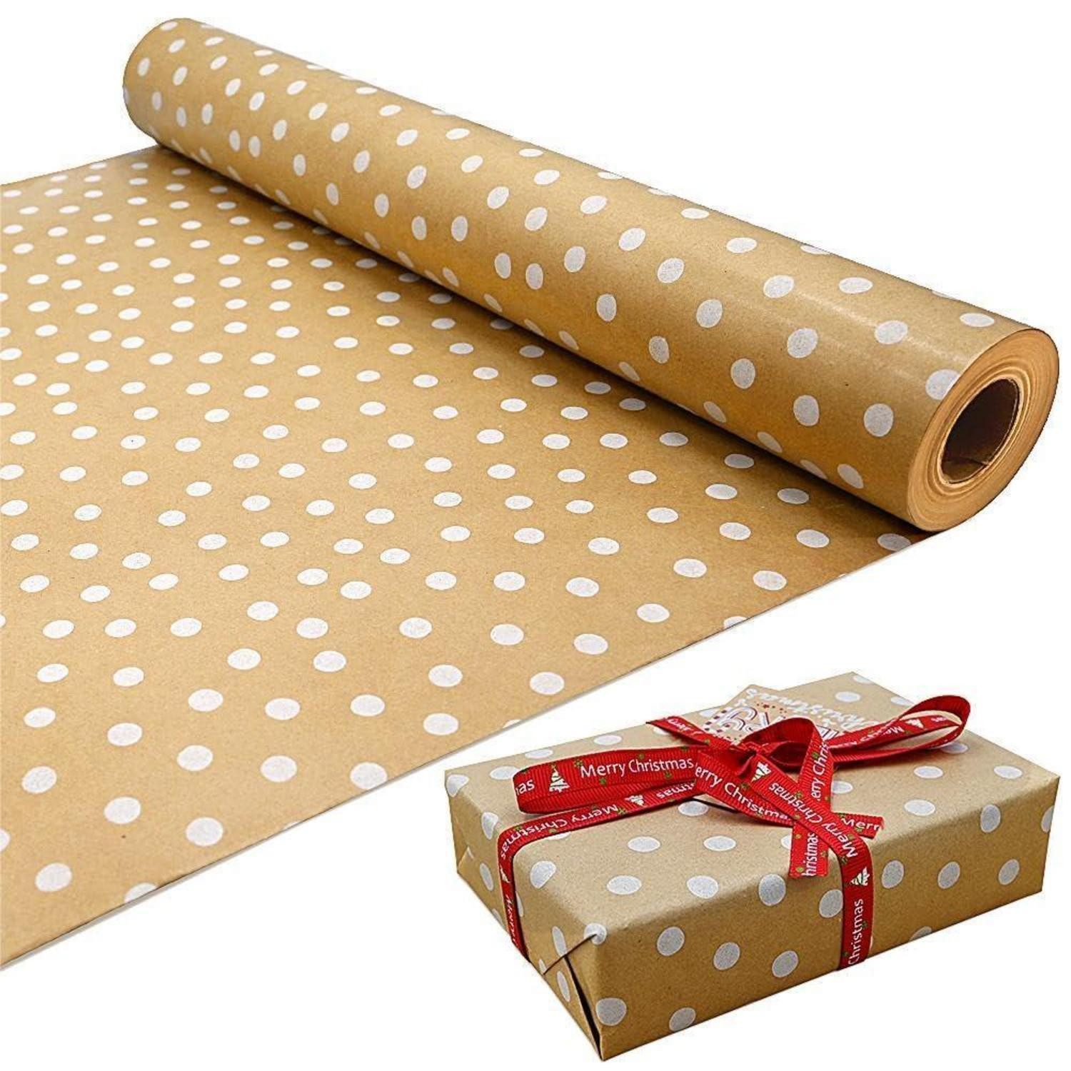LuxusKollektion Geschenkpapier Geschenkpapier 15m Rolle Weiss Polka Dots
