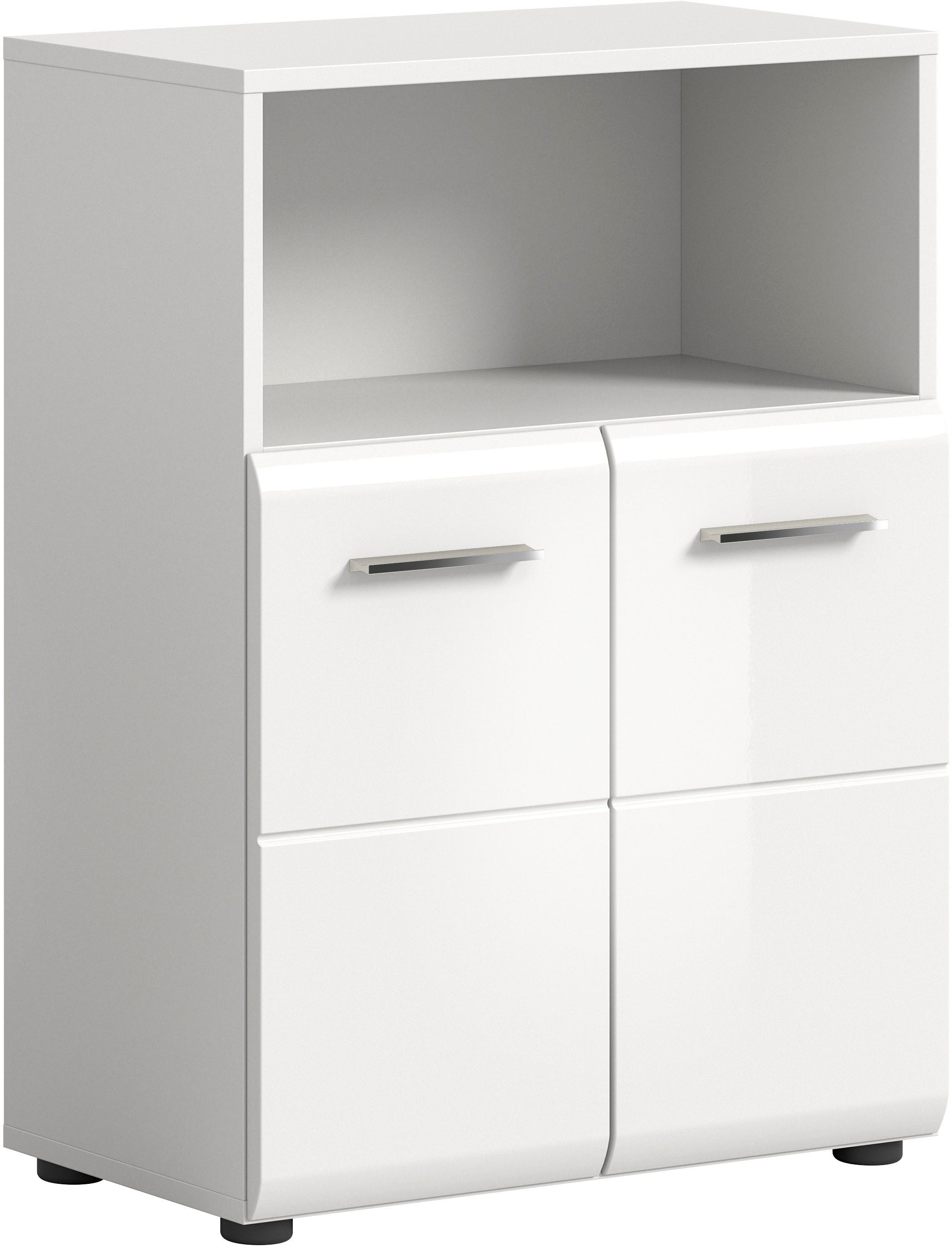 INOSIGN Midischrank FLORENZ, TOPSELLER!, Breite 60 cm, 2 Türen, 1 Fachboden, 1 offene Fach hochwertige MDF Front, Griff chromglänzend, Badschrank, Bad