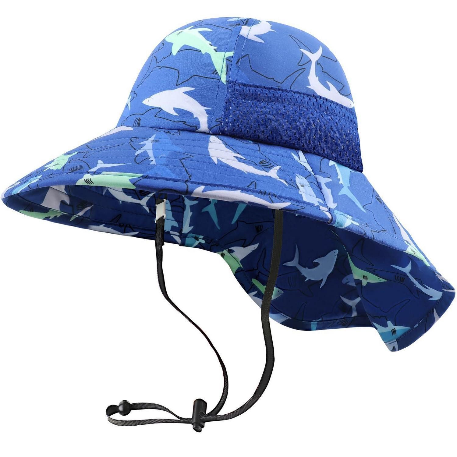 LuxusKollektion Sonnenhut Sonnenhut Baby Nackenschutz Krempe UV 1 Pc Dark Blue Shark 3-24 Monate
