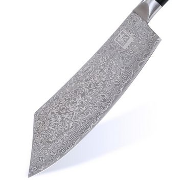 ZAYIKO Kochmesser Black Edition Damast Blockmesser I 20cm Klinge I Pakkaholz, dunkler Damaststahl