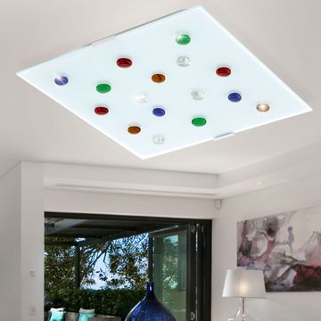 EGLO LED Deckenleuchte, LED-Leuchtmittel fest verbaut, Warmweiß, Hochwertige LED Decken Leuchte Glas Steine weiß klar bunt