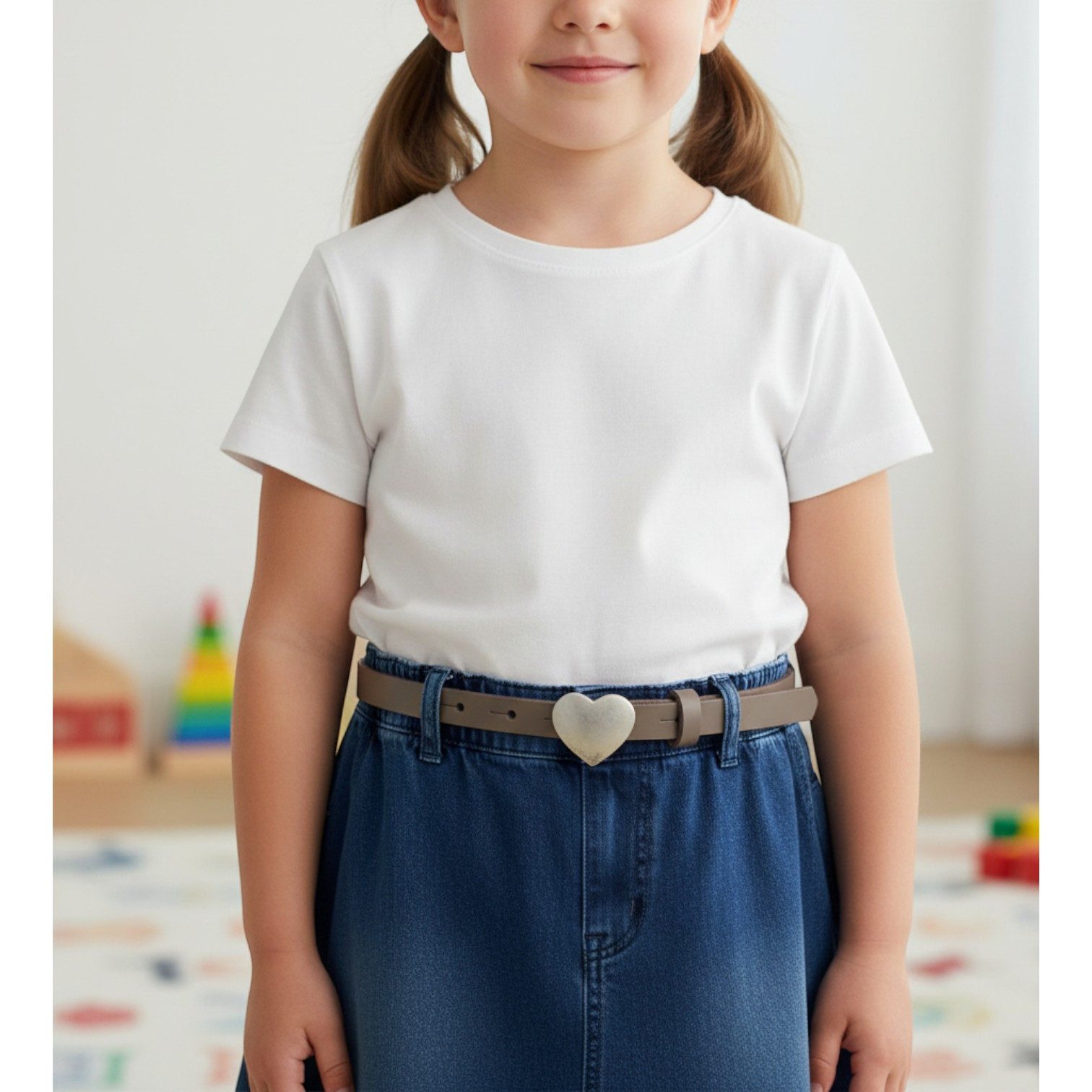 FRONHOFER Koppelgürtel Kinder Rindleder schmal (1-St) Herz-Schnalle, schmal