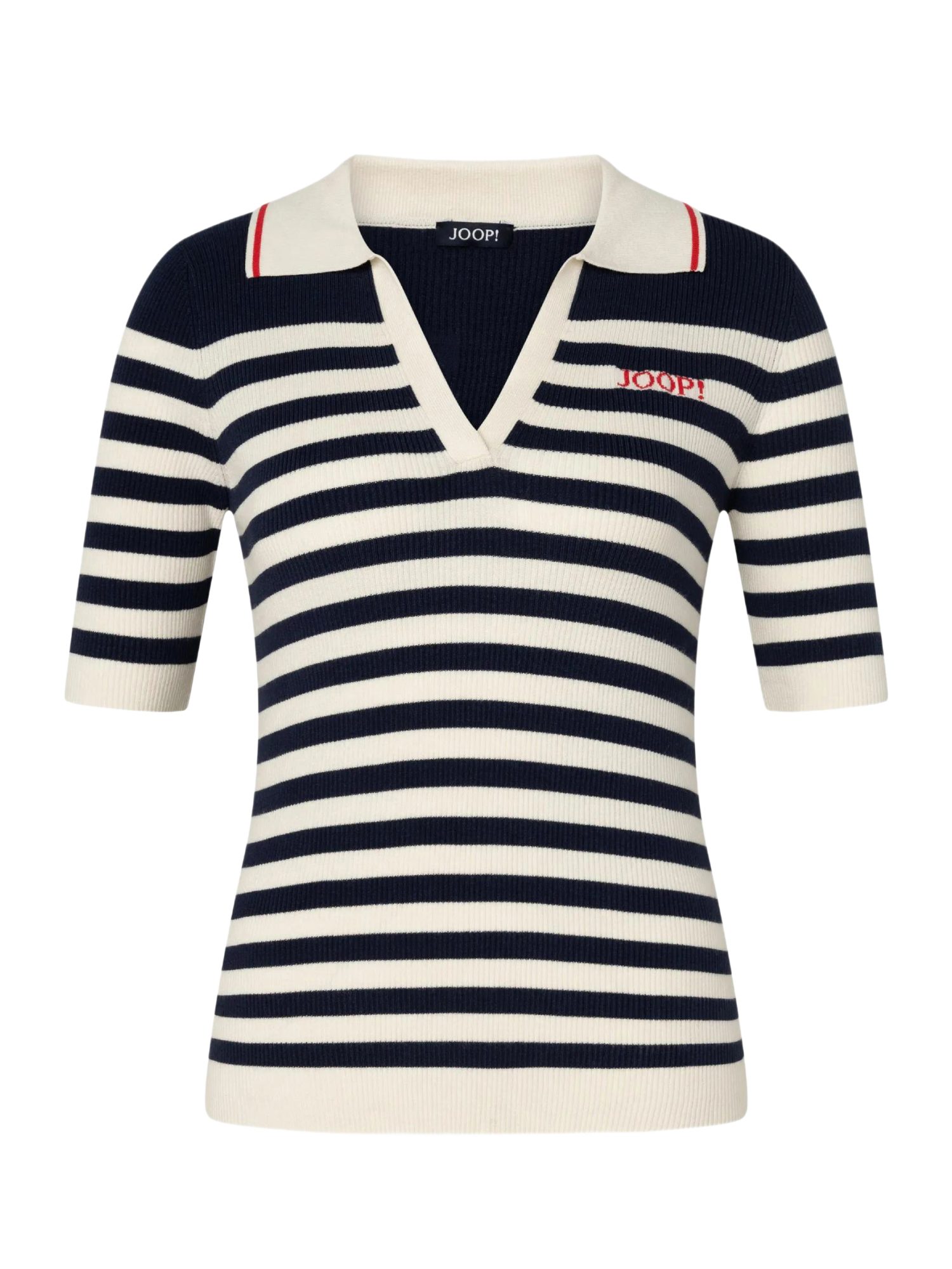 JOOP! Langarmshirt blau,Freizeit,Viskose,Gestreift,V-Ausschnitt,Kurz,Slim Fit