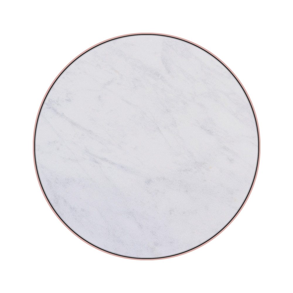 WOMO-DESIGN Beistelltisch 2er Set rund Metall Couchtisch Sofatisch Wohnzimmertisch handgefertigt (2-St), Ø45x50cm/40x45cm Marmor Optik mit Glasplatte verspiegelt Metallgestell