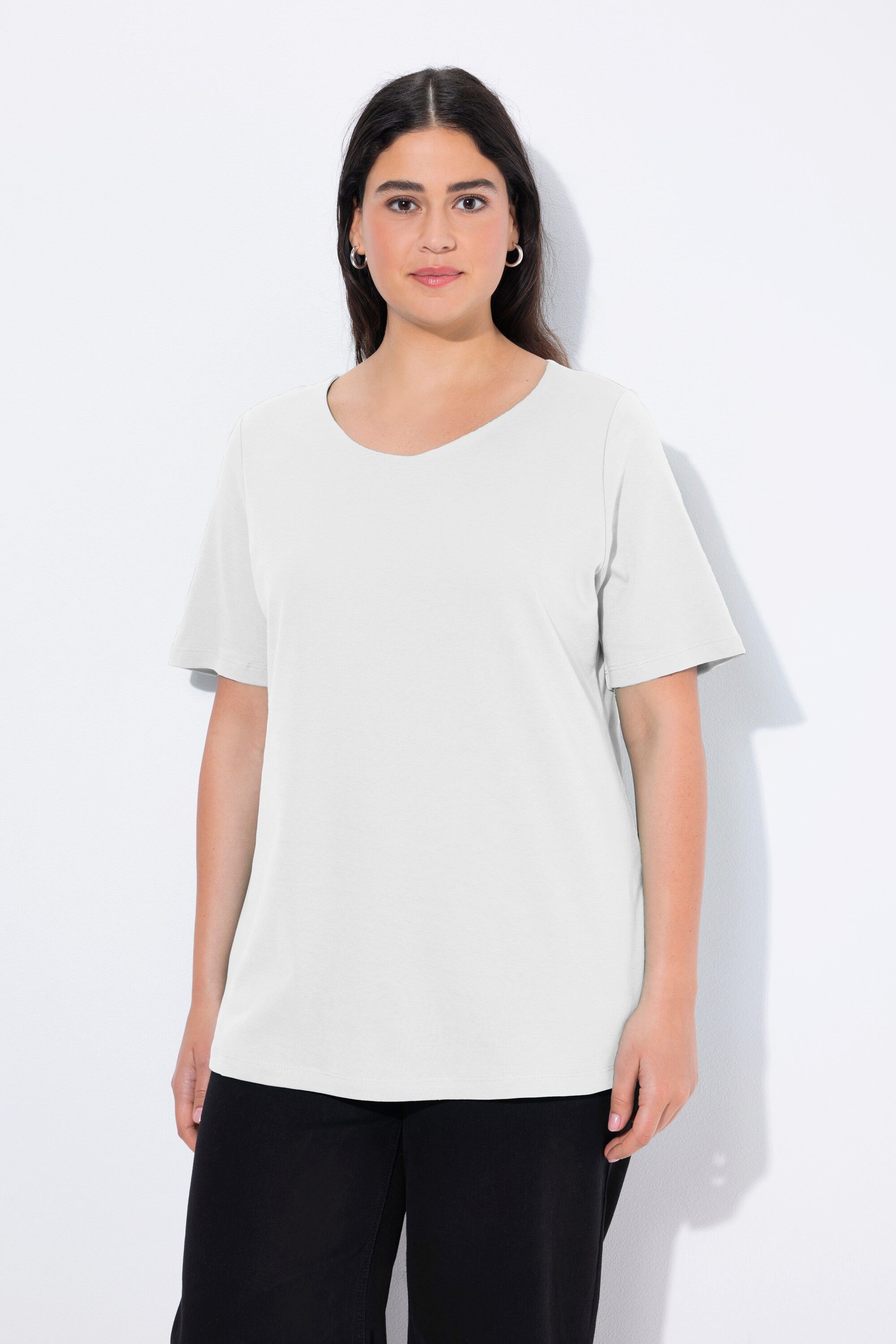 Ulla Popken T-Shirt Shirt doppellagige Vorderseite günstig online kaufen