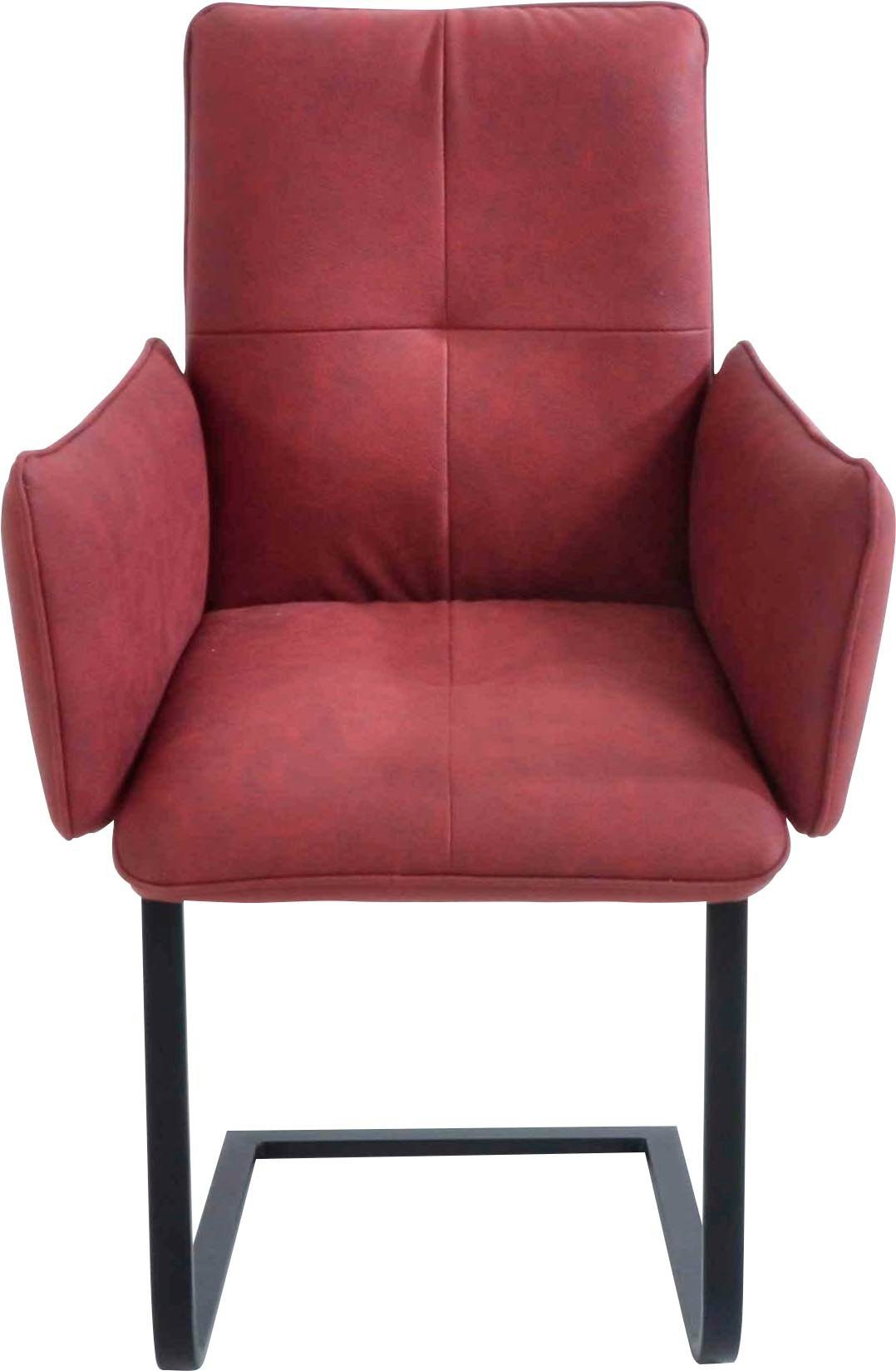 K+W Komfort & Wohnen Freischwinger, Freischwinger, Gestell in Metall schwarz, Steppung im Sitz und Rücken