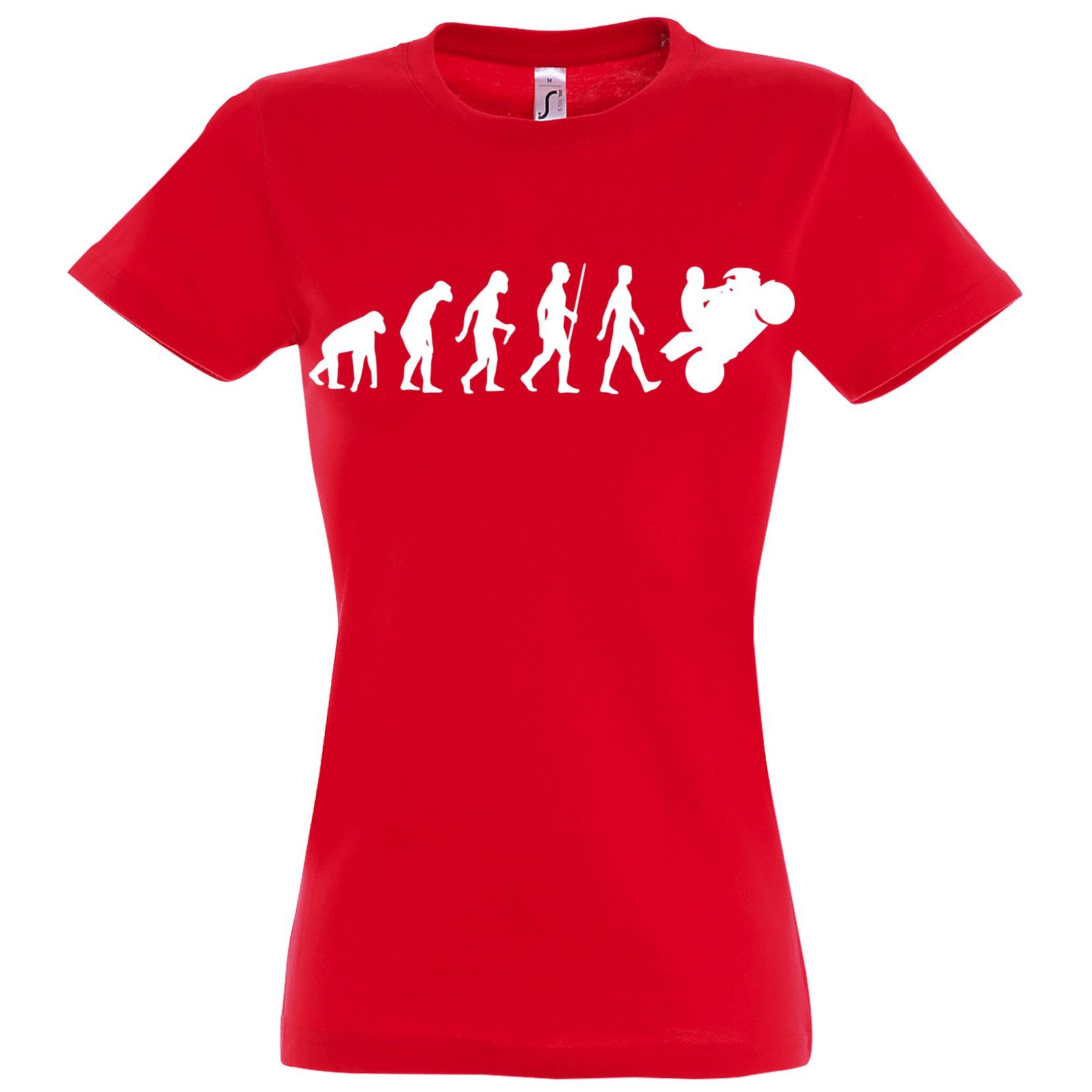Youth Designz T-Shirt Evolution Motorrad Damen T-Shirt mit trendigem Motiv Rot