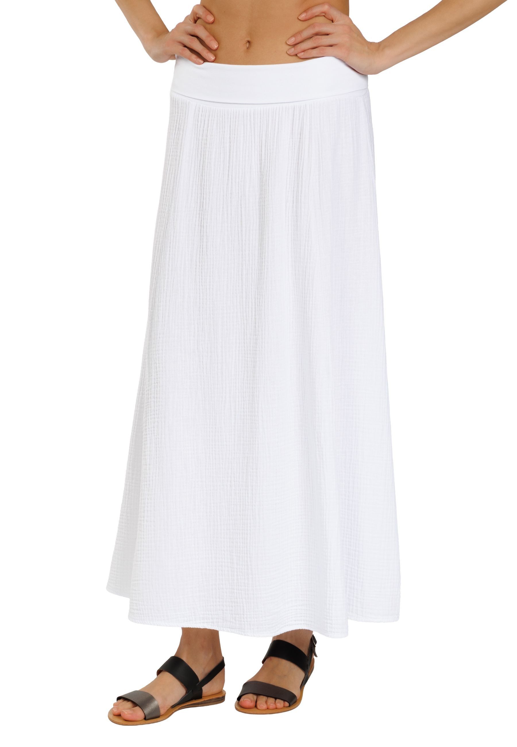 Caspar Maxirock Damen Musselin Maxi Rock lang 100% Baumwolle Made in Italy - Ro036