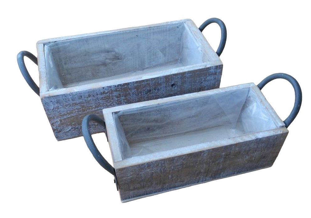 Deko-Impression Pflanzkübel Pflanzkisten Holzboxen Blumentöpfe Holzkisten 2er Set 32 + 27 cm (2 St)