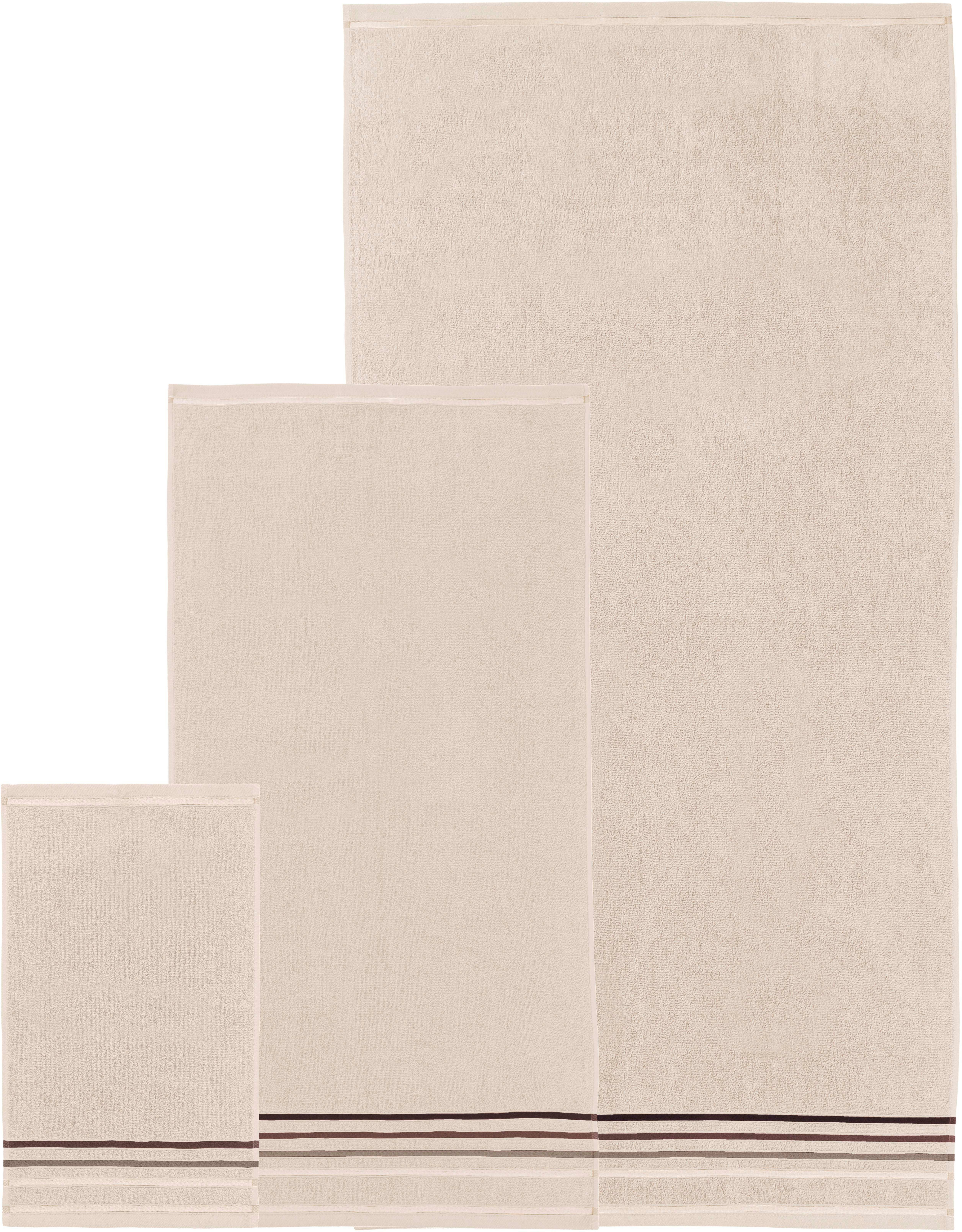 OTTO home Handtuch Set Niki, Duschtuch, Handtücher und Gästetücher, Walkfrottee (Set, 7-St), Handtücher mit mehrfarbiger Streifenbordüre, weich, aus 100% Baumwolle