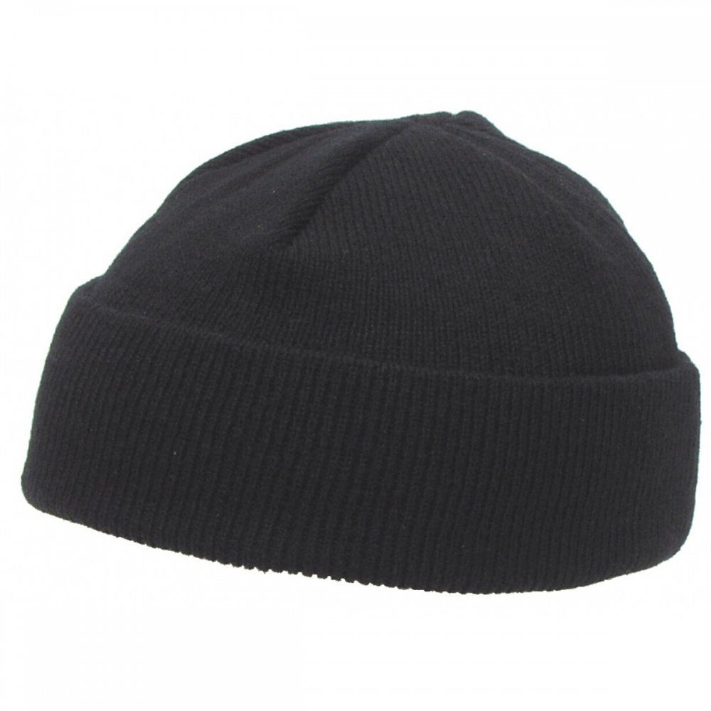 MFH Beanie Rollmütze, Polyacryl, schwarz, fein gestrickt, extra kurz (Packung) extra kurz