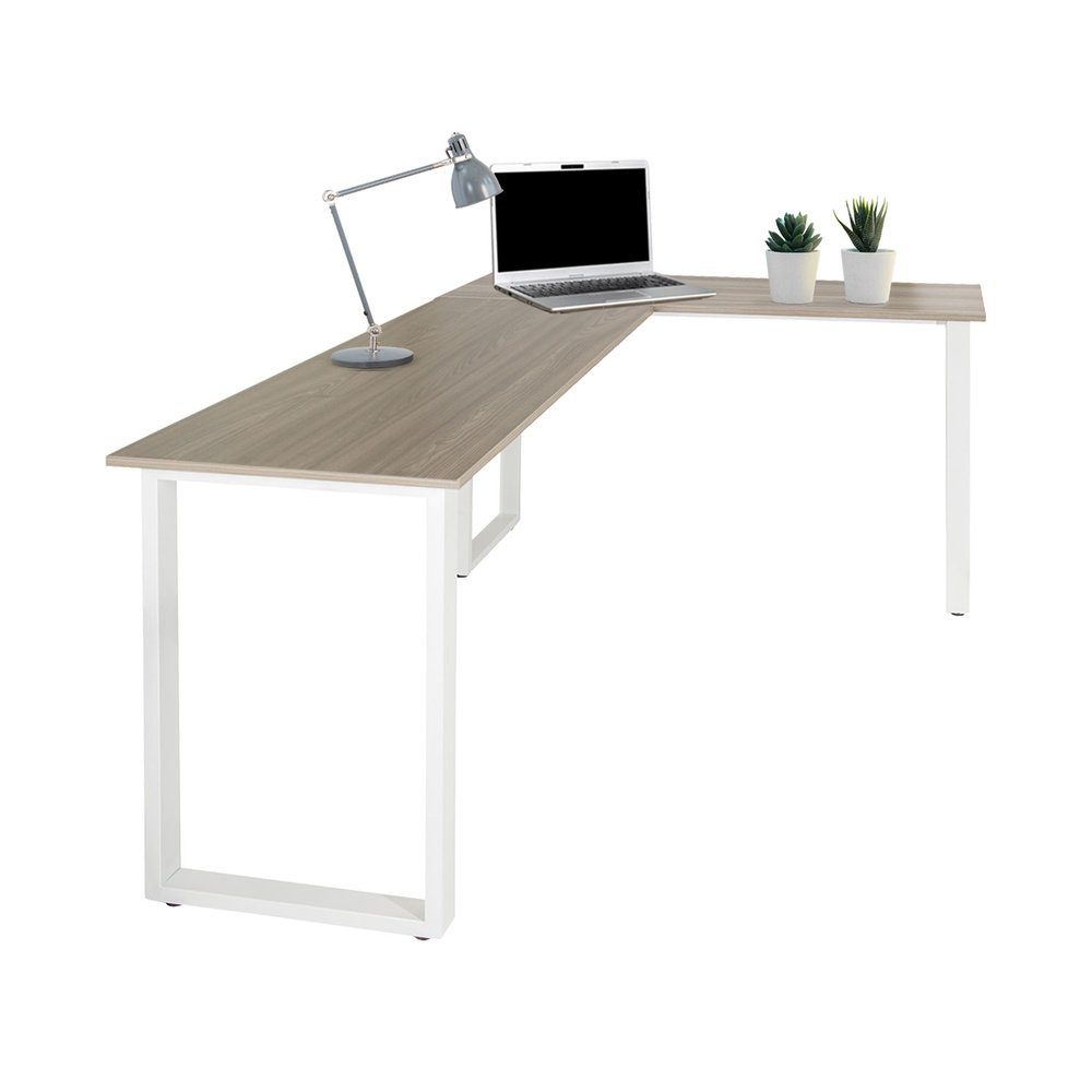 Eckschreibtisch Eckschreibtisch Schreibtisch I, Grau/Weiß hjh BASIC WORKSPACE OFFICE