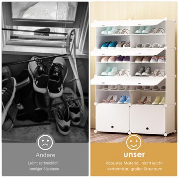 CALIYO Schuhregal Schuhregal,Tragbare Schuhaufbe wahrungsregal, Kunststoff Staubdichtes, Modularer Schuh-Organizer Für Flur, Schlafzimmer Wohnzimmer, Eingang