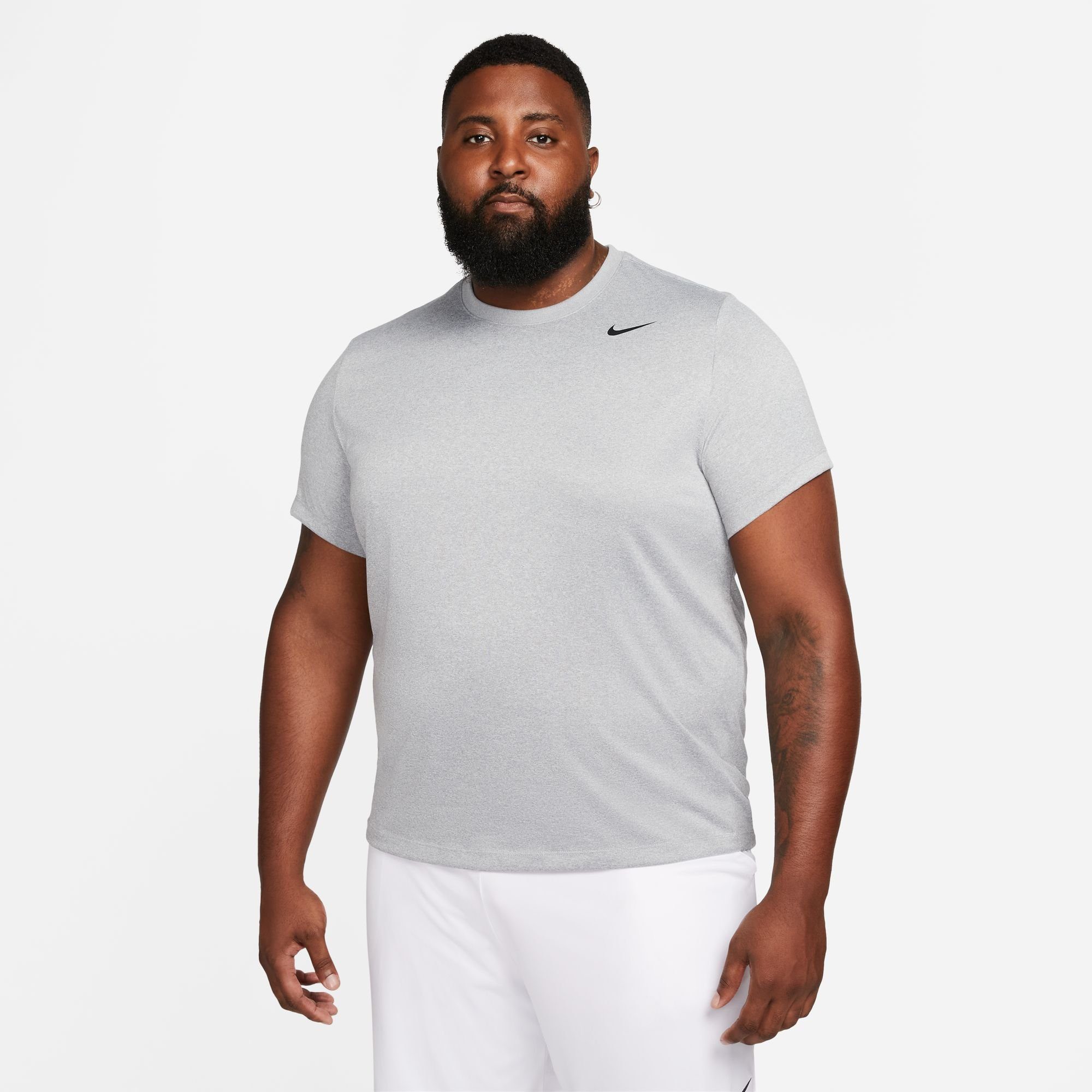 Nike Trainingsshirt DRI-FIT LEGEND MEN'S TUMBLED SILVER/HTR/BLACK T-SHIRT FITNESS GREY/FLT
