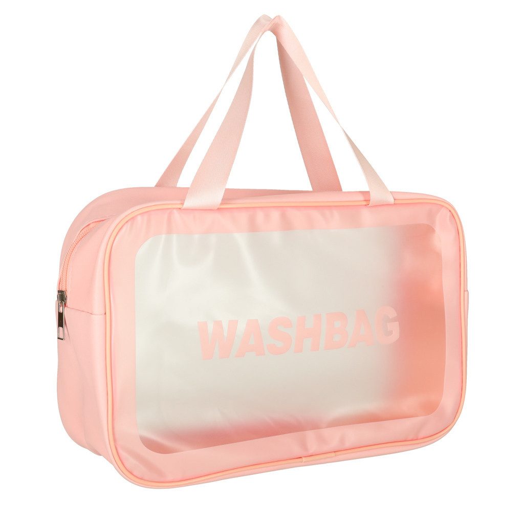 Ikonka Reisetasche Kosmetiktaschen-Set 3-teilig Transparent Pink günstig online kaufen