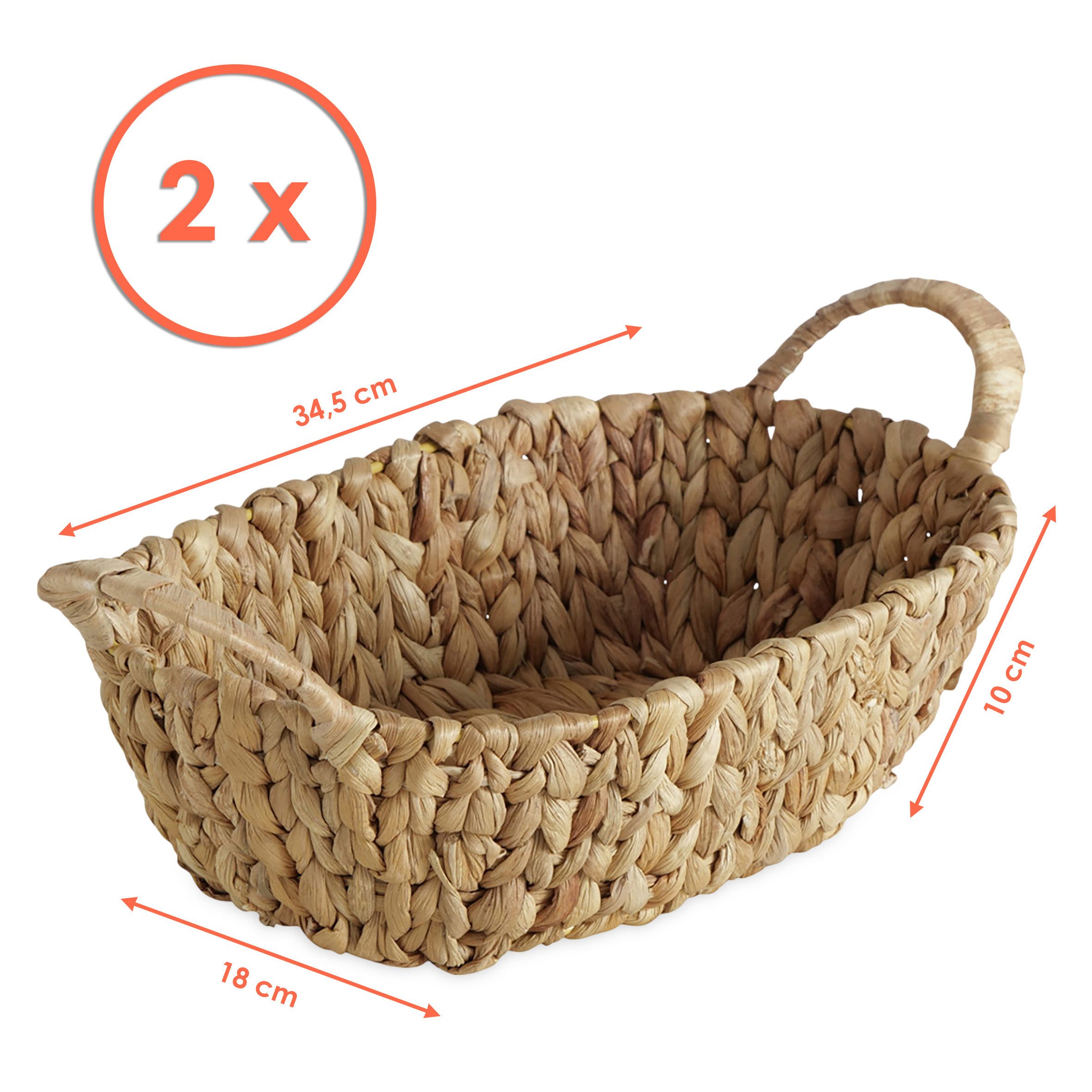 Spetebo Dekokorb 2er Set Wasserhyazinthe Aufbewahrungskörbchen geflochten (im Set, 2 St., 34 x 18 cm), mit praktischen Tragehenkeln