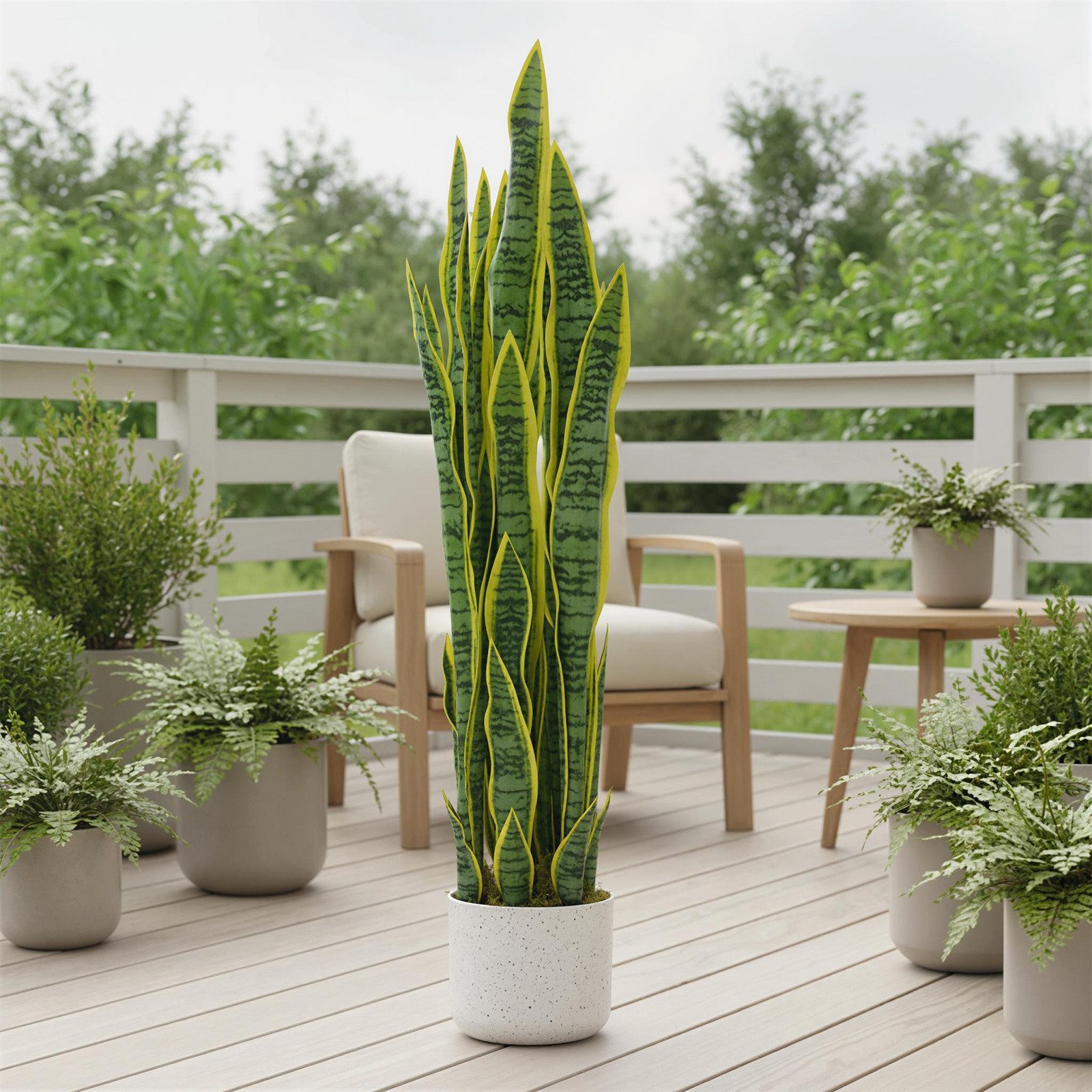 Kunstpflanze 90cm Künstliche Sansevieria mit Topf, Große Künstliche Pflanzen Deko, GarveeMore, Höhe 90 cm – Bild 5 von 5