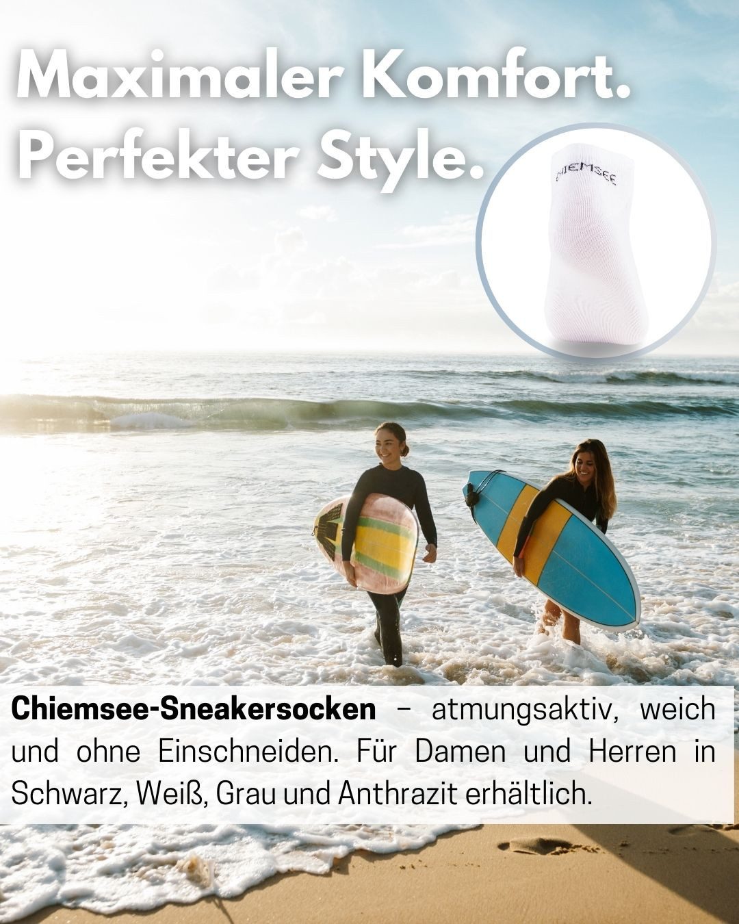 Chiemsee Sneakersocken 10 Paar Damen und Herren kurze Socken aus Baumwolle mit Komfortbund