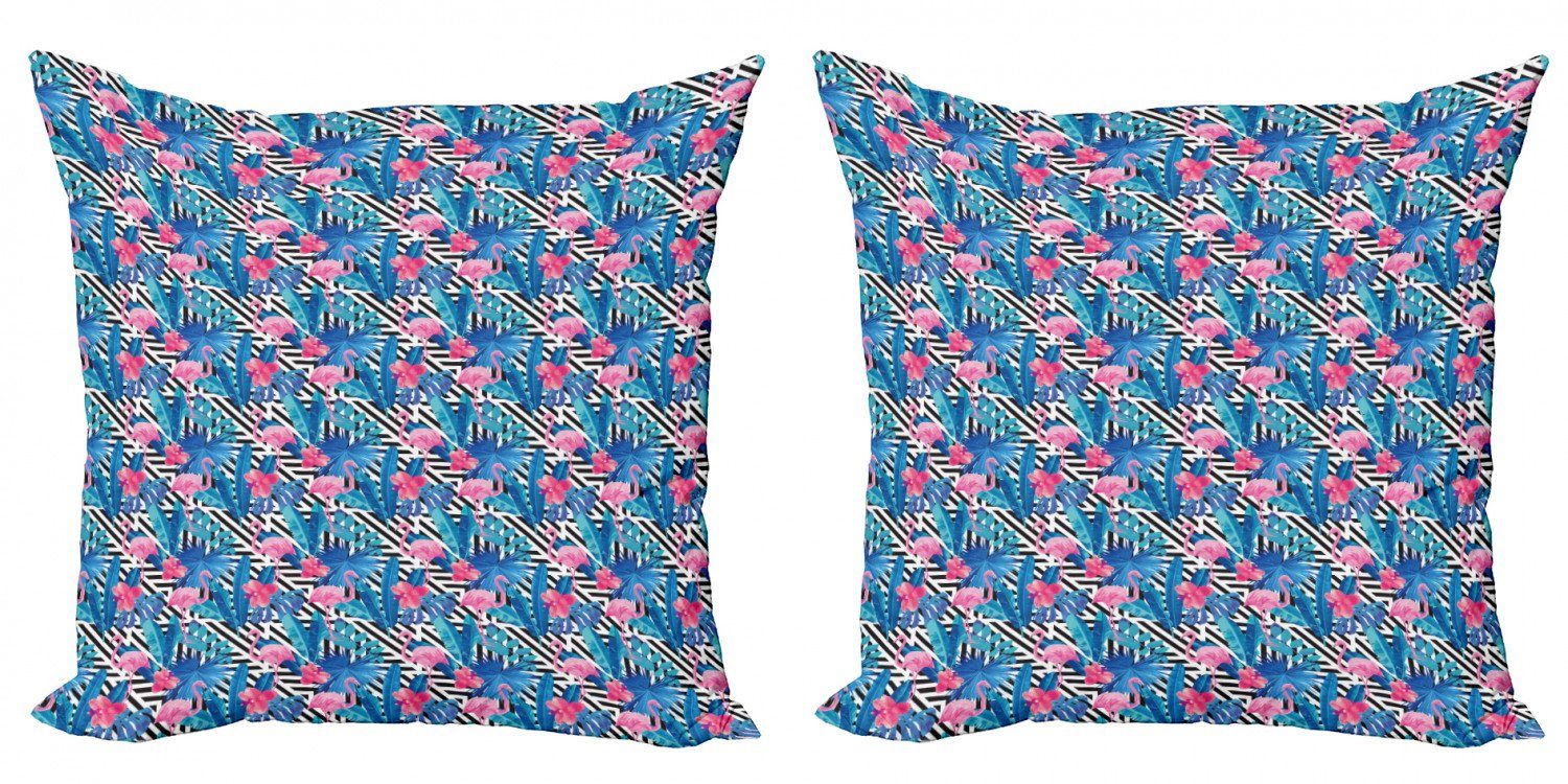 Kissenbezüge Modern Accent Doppelseitiger Digitaldruck, Abakuhaus (2 Stück), Bananenblatt Aquarell Flamingo