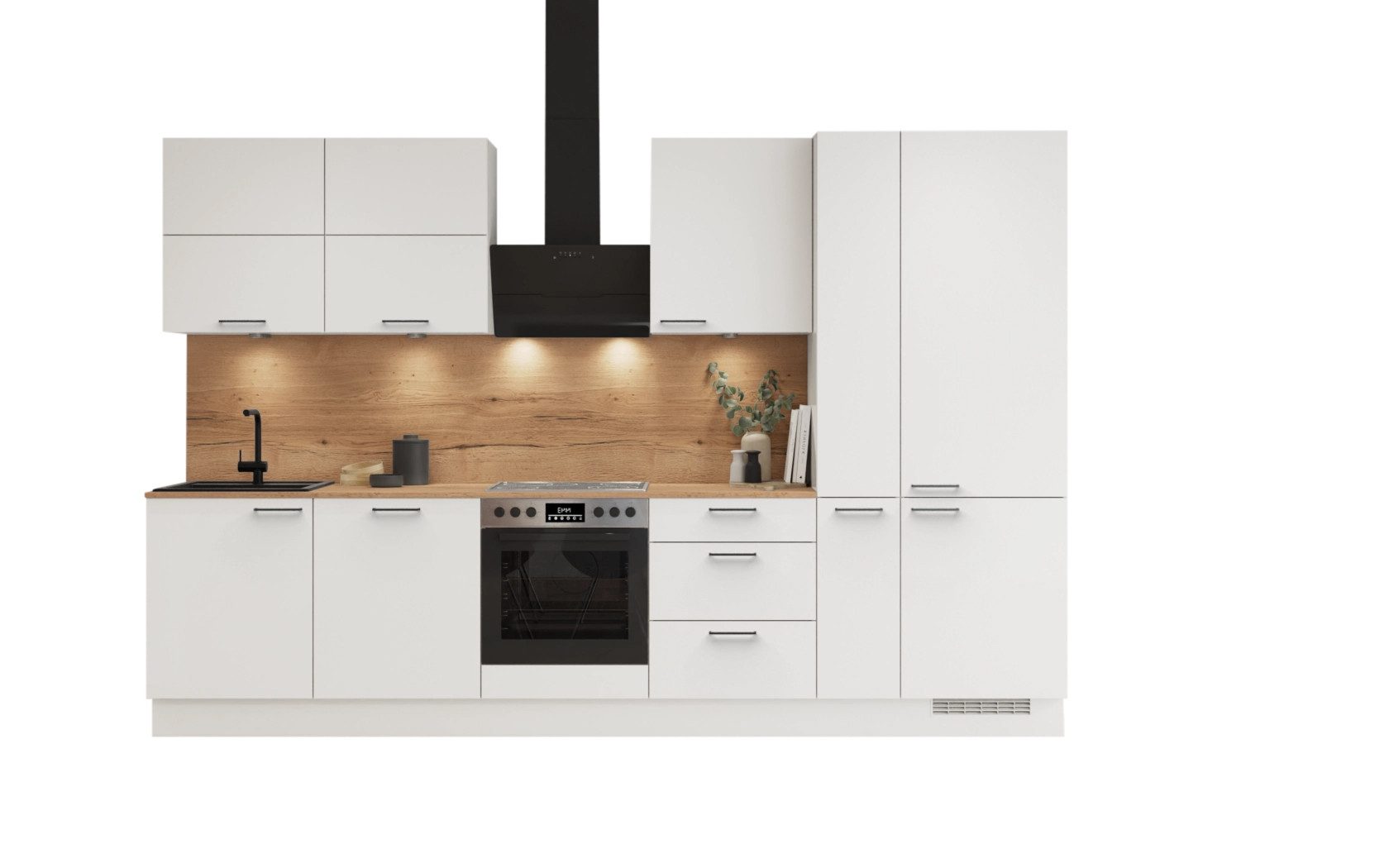 nobilia® Küchenzeile Baer, individuell anpassbar, gratis Küchenplanung mit Profis, (Breite 330 cm), vormontiert, wahlw. mit E-Geräten, inkl. Lieferung