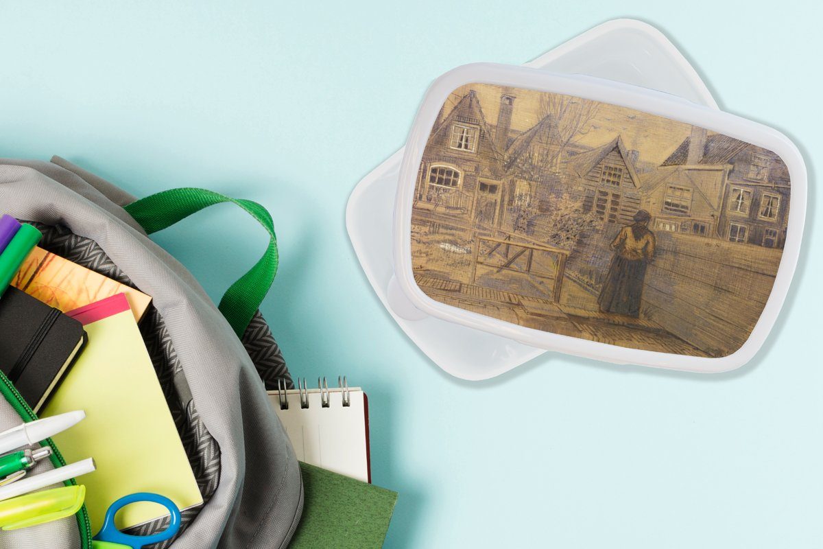 der Das Lunchbox Kunststoff, Gogh, für Sien und van Brotbox (2-tlg), Haus MuchoWow aus - vom Mädchen für und Erwachsene, Vincent Mutter Kinder Brotdose, gesehen weiß von Jungs Garten