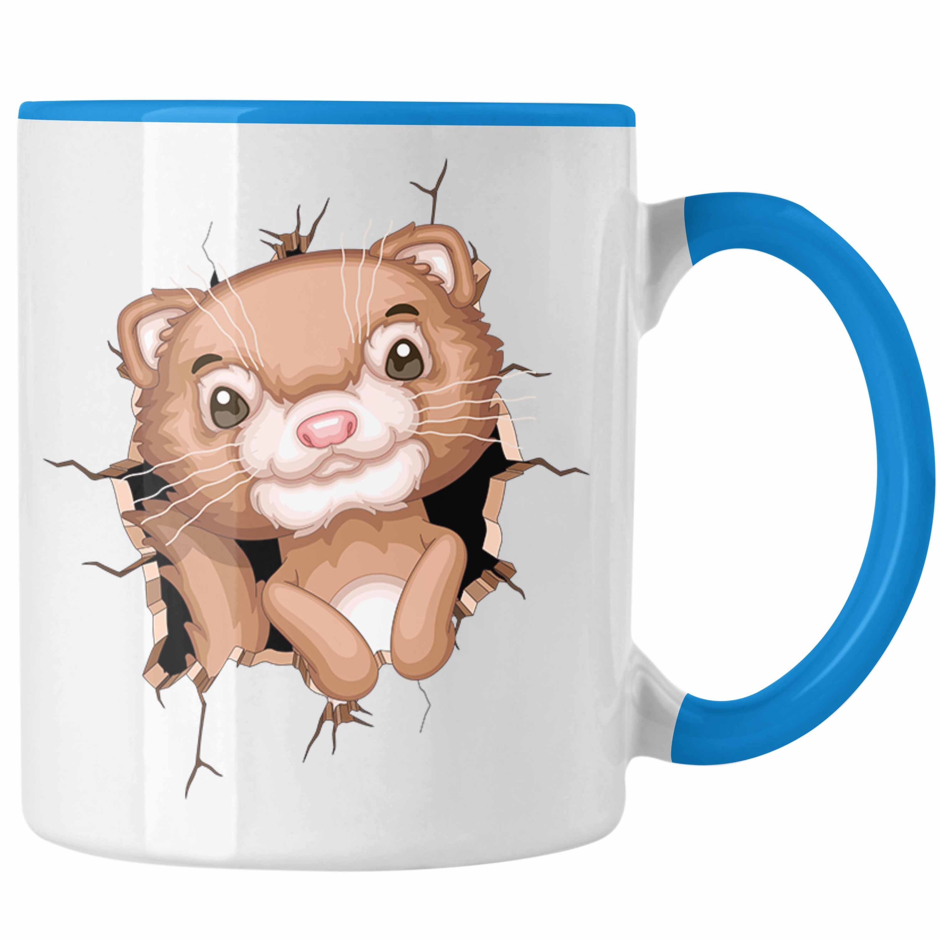 Trendation Tasse Otter 3D Grafik Tasse Kaffee-Becher Lustige Geschenkdidee Otter-Liebha Blau