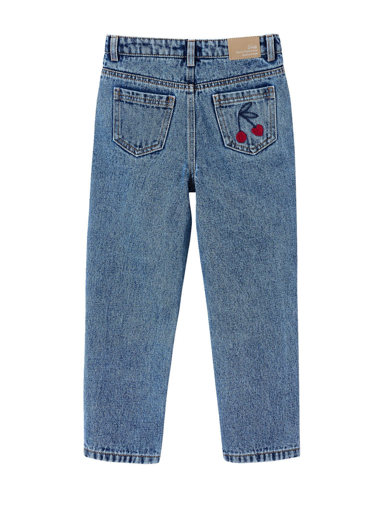 vertbaudet Mom-Jeans Mädchen Mom-Jeans mit Blumenstickerei mit Blumenstickerei
