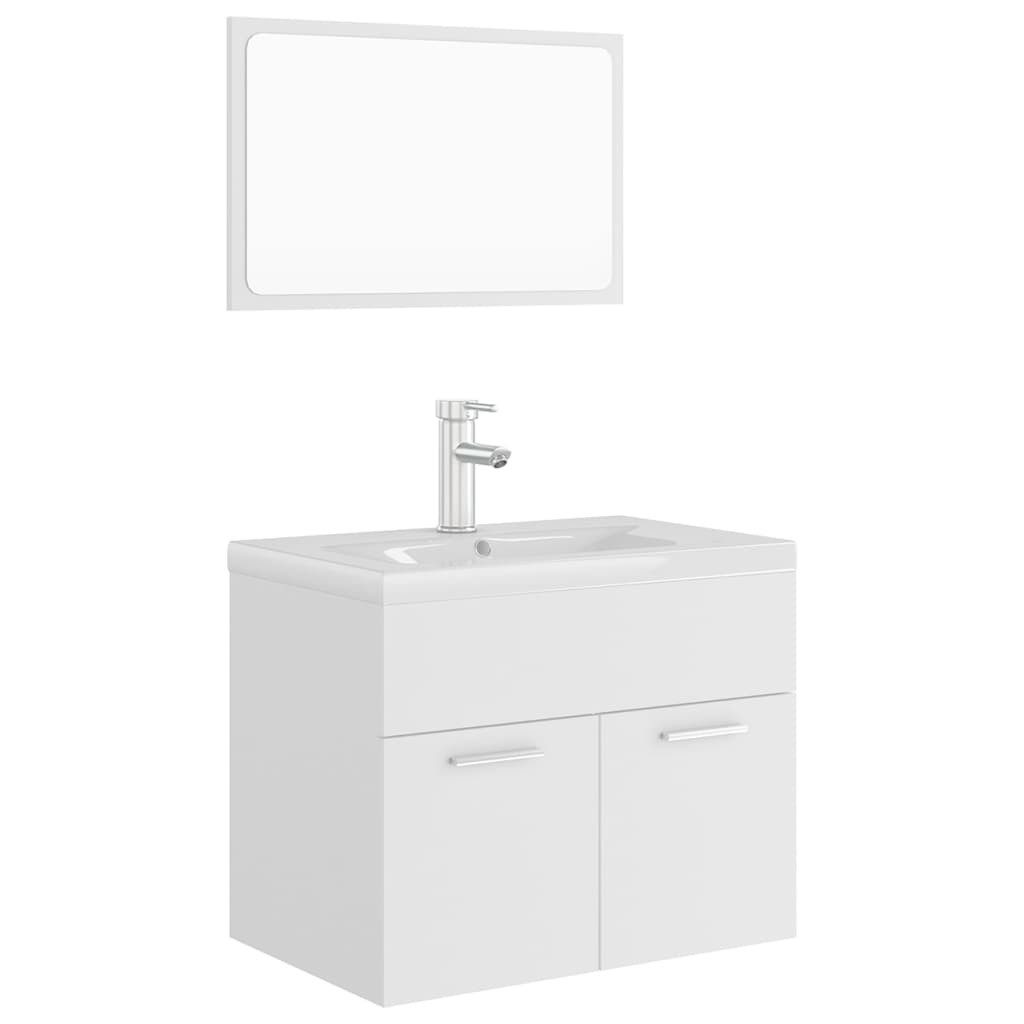 Badezimmer-Set Badmöbel-Set Weiß Holzwerkstoff