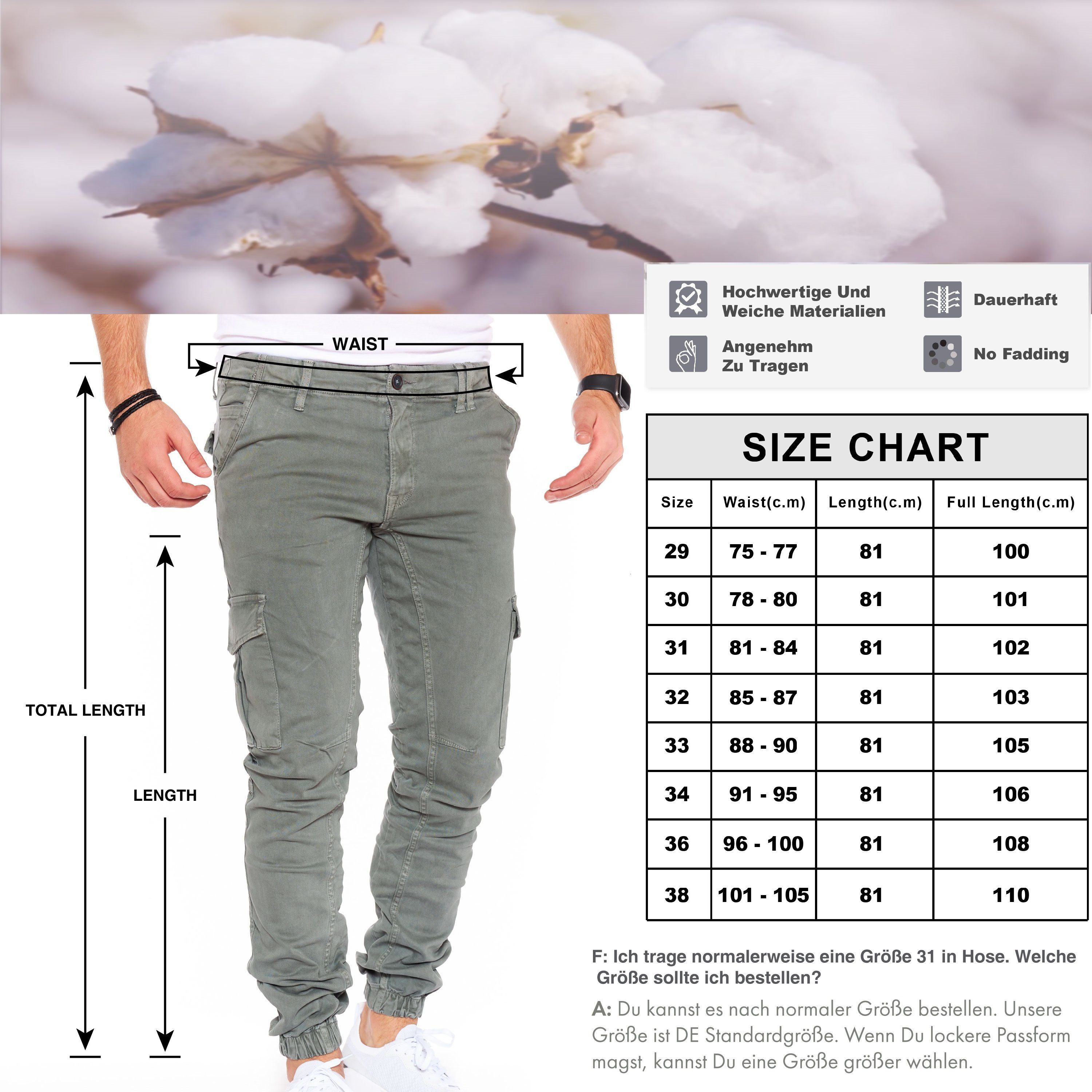 Styleko Chinohose Slim fit Cargohose Herren Cargohose männer Cargohose für Herren Jogger