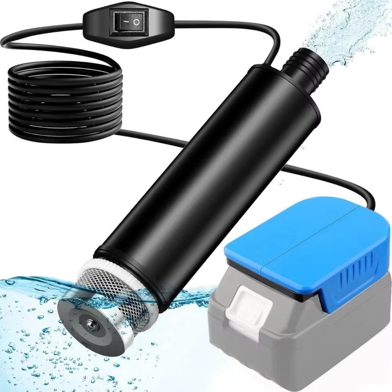 Athlix Tauchpumpe 120W 12V Tragbare Kabellose Tauchpumpe für Wasser und Öl, 4,5m Kabel, Überlast- und Niederspannungsschutz