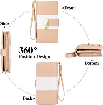 GOIACII Geldbörse (Große Vintage-Leder-Geldbörse, Damenbrieftasche mit RFID-Schutz), Luxuriöse Hochwertige mit großem Fassungsvermögen für stilvolle Design