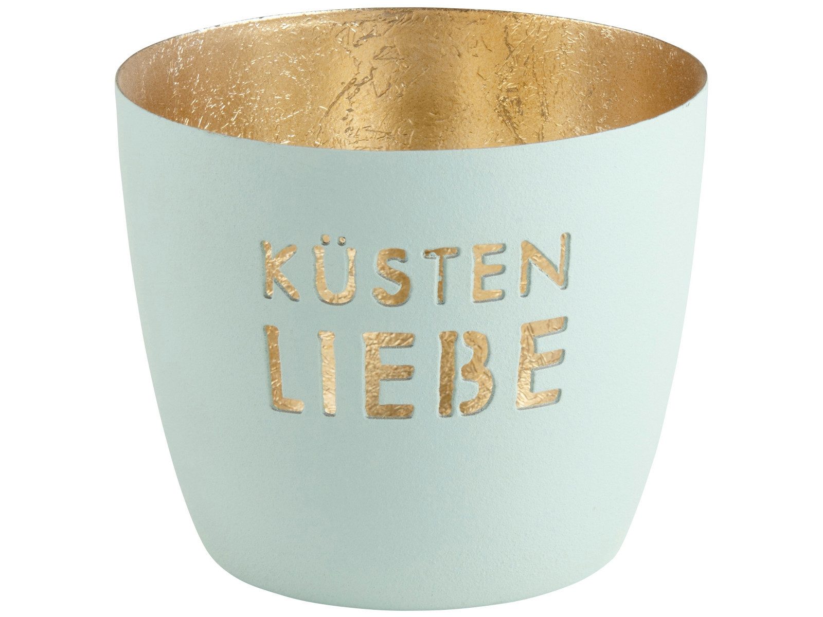 Giftcompany Windlicht Madras Windlicht M Küstenliebe eisblau/gold 8,5cm