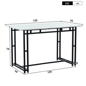 BlingBin Küchentisch Esstisch (1-St., Verstellbare Fußstütze), Tischplatte mit Marmordekor, 120x70cm
