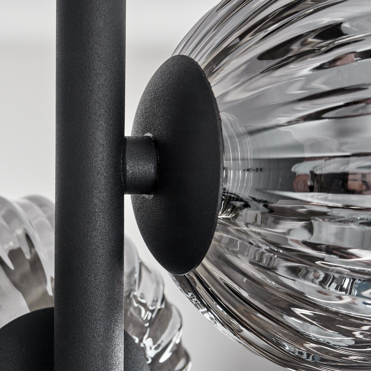 Riffel-Optik, in Metall/Glas hofstein Leuchtmittel Schwarz/Rauchfarben Leuchte Glas, aus Retro-Design ohne Deckenlampe in im 4 Deckenleuchte G9 x aus LED, Leuchtmittel, ohne