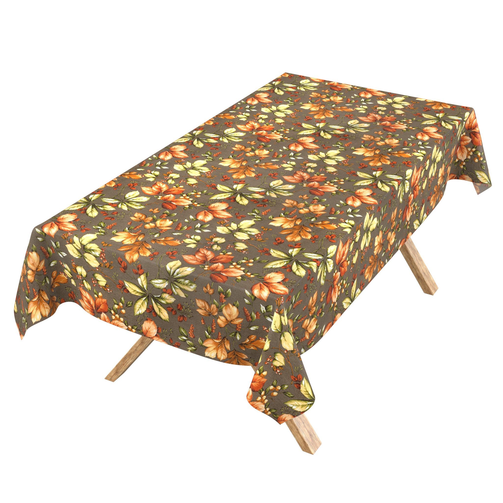 ANRO Tischdecke abwaschbar Baumwolloptik Herbstlaub Braun wetterfest Gartentischdecke (Einzelstück 1-tlg, eine Tischdecke), Stofftischdecke schmutzabweisend 100x140cm Herbstlaub Braun