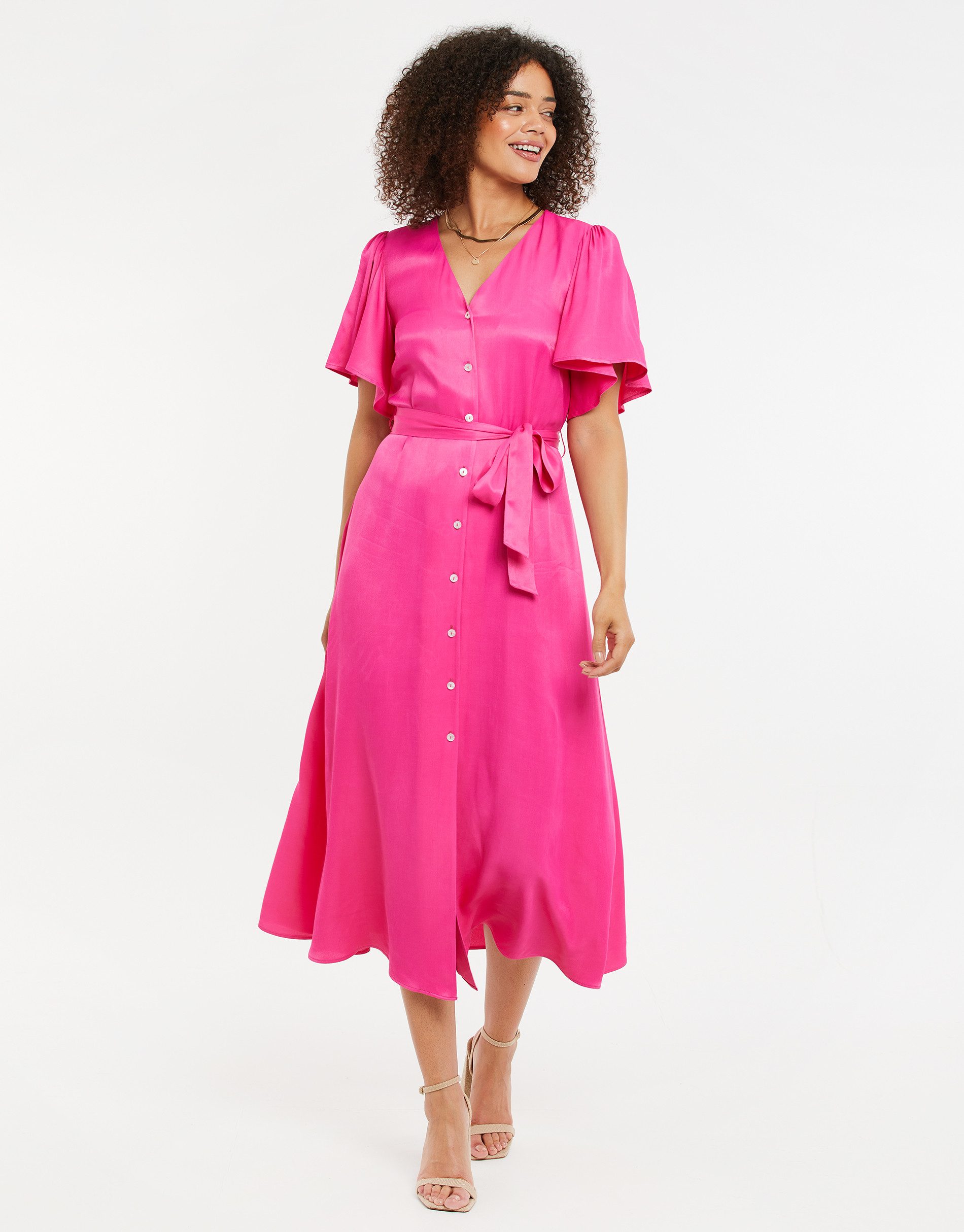 Threadbare Sommerkleid THB Salad Satin Midi (1-tlg) mit tollem Bindeband an der Taille