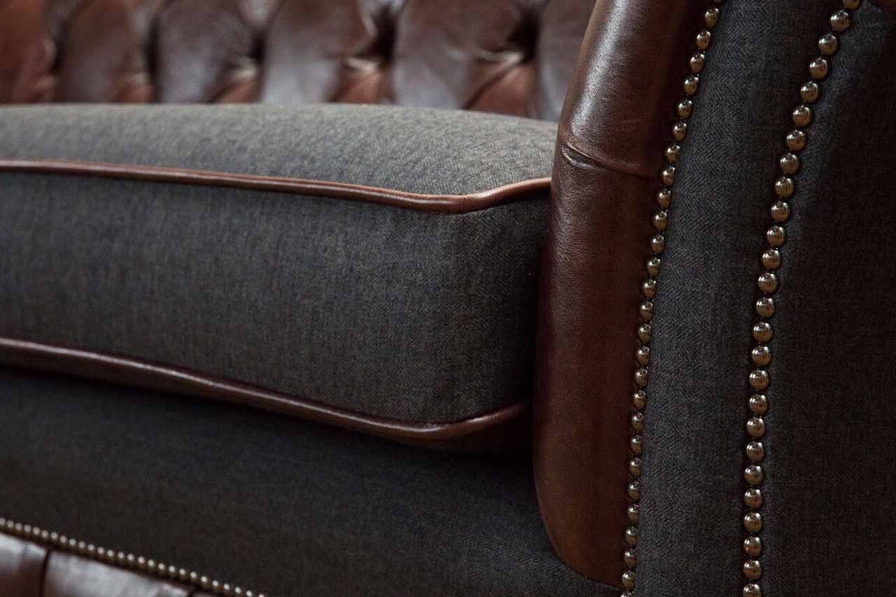 Chesterfield 3 Stil JVmoebel englisch klassischer Braune Sofa Sofa Made Europe In Couch Sitz,