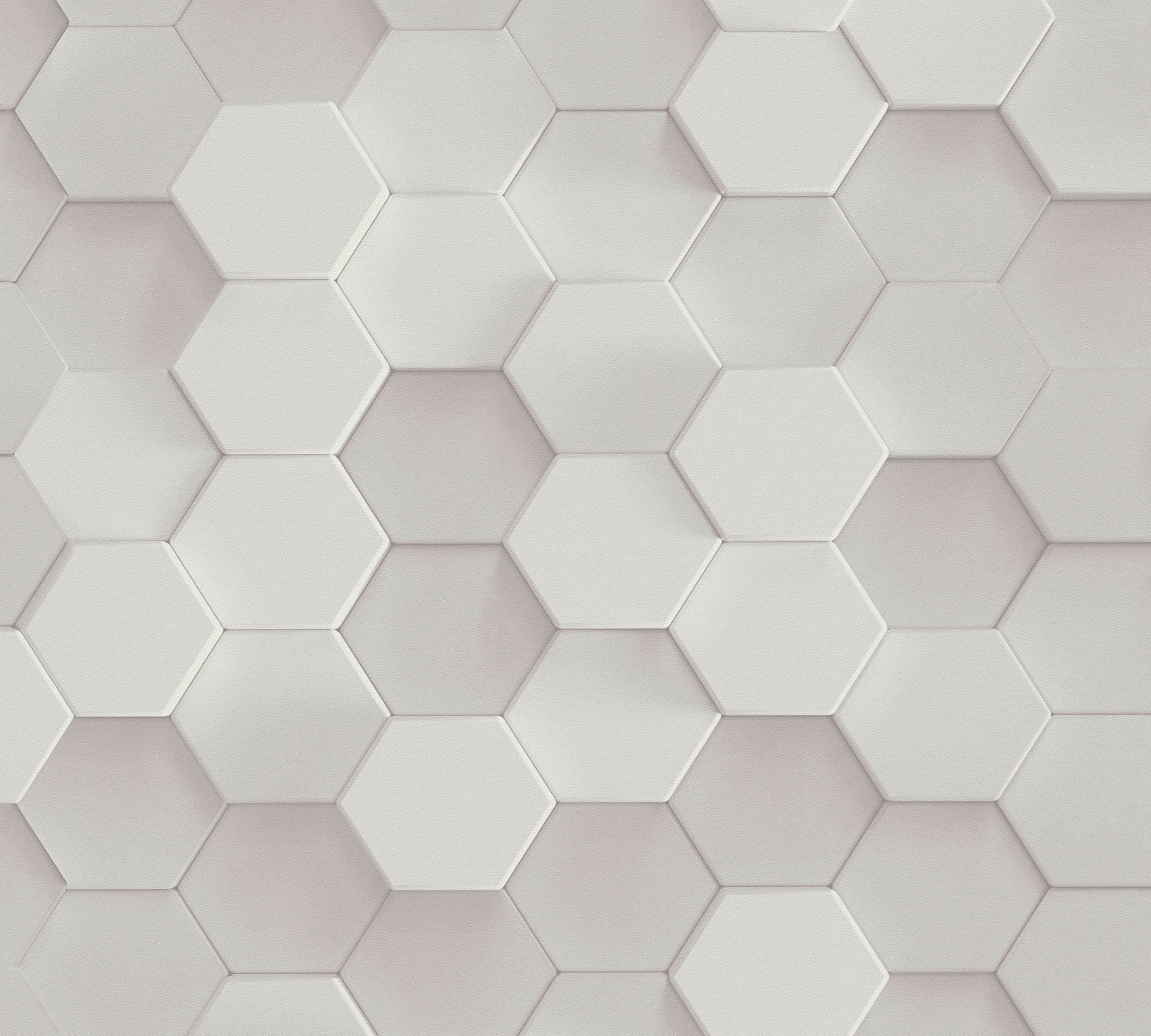 Wabenmuster (1 PintWalls A.S. Création Hexagon, matt, glatt, St) 3D grau/weiß Vliestapete