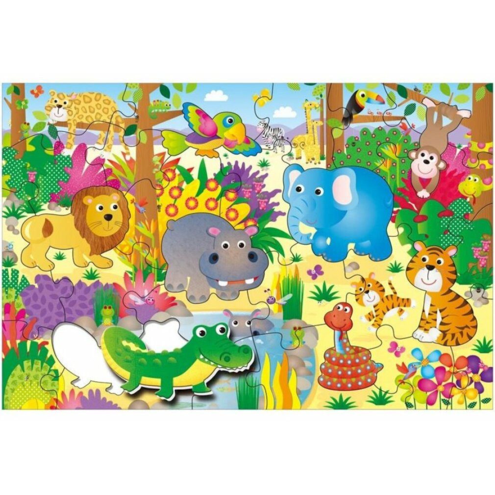 Jumbo Spiele Spiel Großes Bodenpuzzle - Tiere im Dschungel