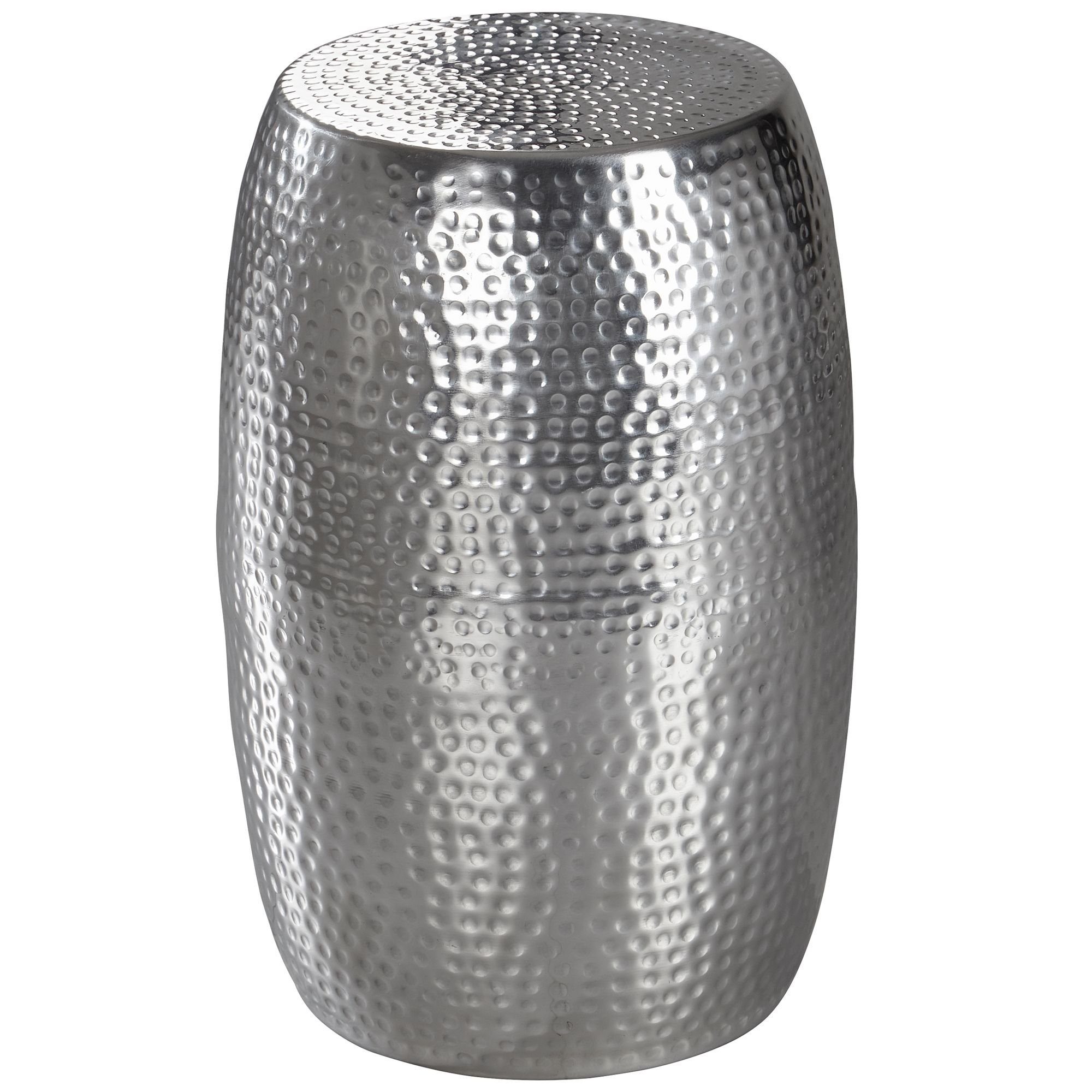 möbelando Beistelltisch Beistelltisch Silber Dekotisch Silber schmal rund, modern, Aluminium Beistelltisch Anstelltisch Ablagetisch Designer 30x49,5x30cm Abstelltisch, orientalisch Hammerschlag Dekoti, Kleiner 30x49,5x30cm Aluminium Metall