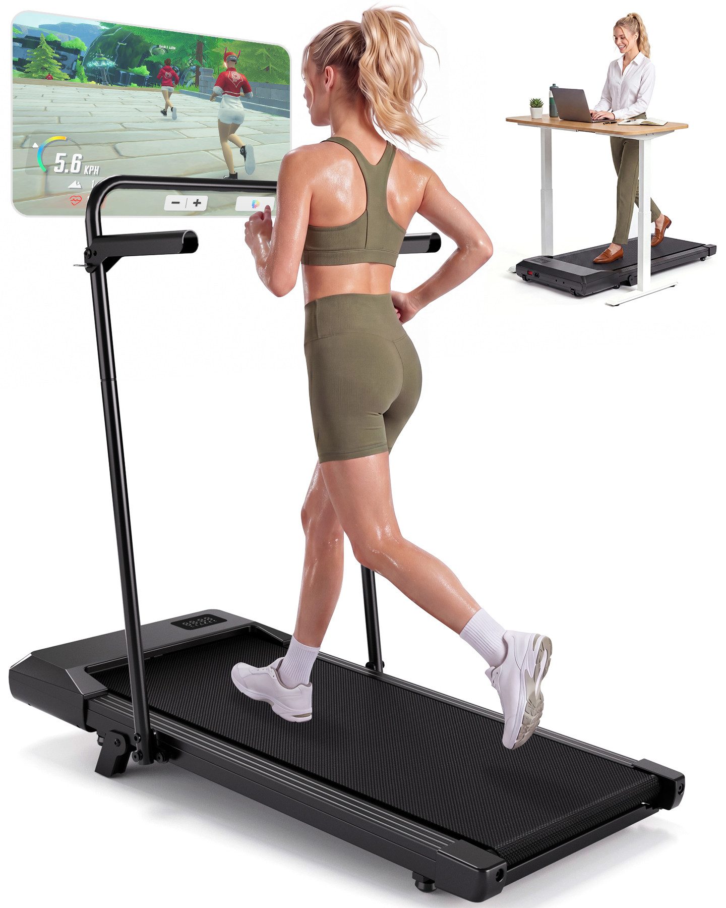 DEERRUN Laufband DeerRun Walking Pad mit 6% Steigung Laufband mit App bis 136 kg