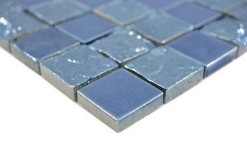 Mosani Mosaikfliesen Keramikmosaik Mosaikfliesen blau glänzend / 10 Matten
