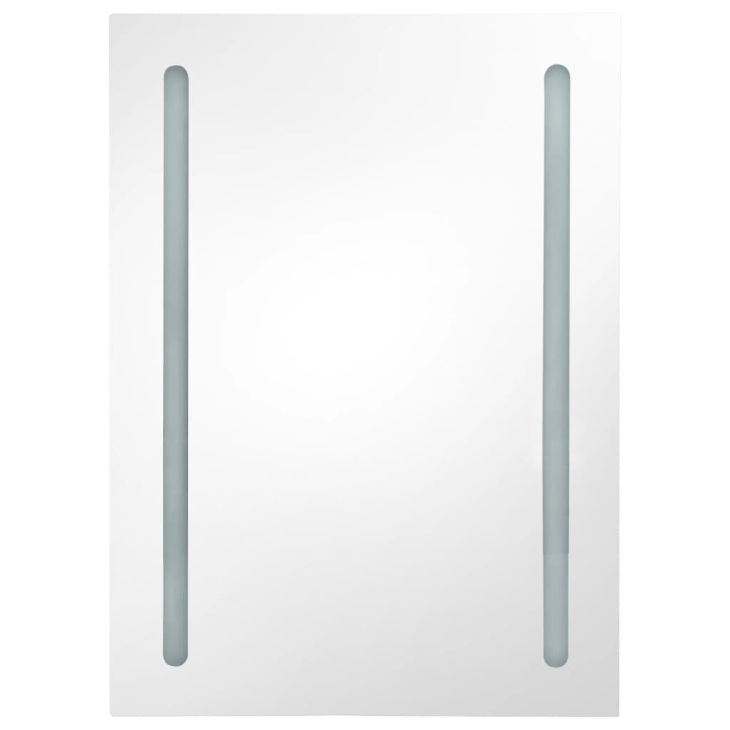 vidaXL Badezimmerspiegelschrank LED-Spiegelschrank cm und (1-St) 50x13x70 silbern weiß