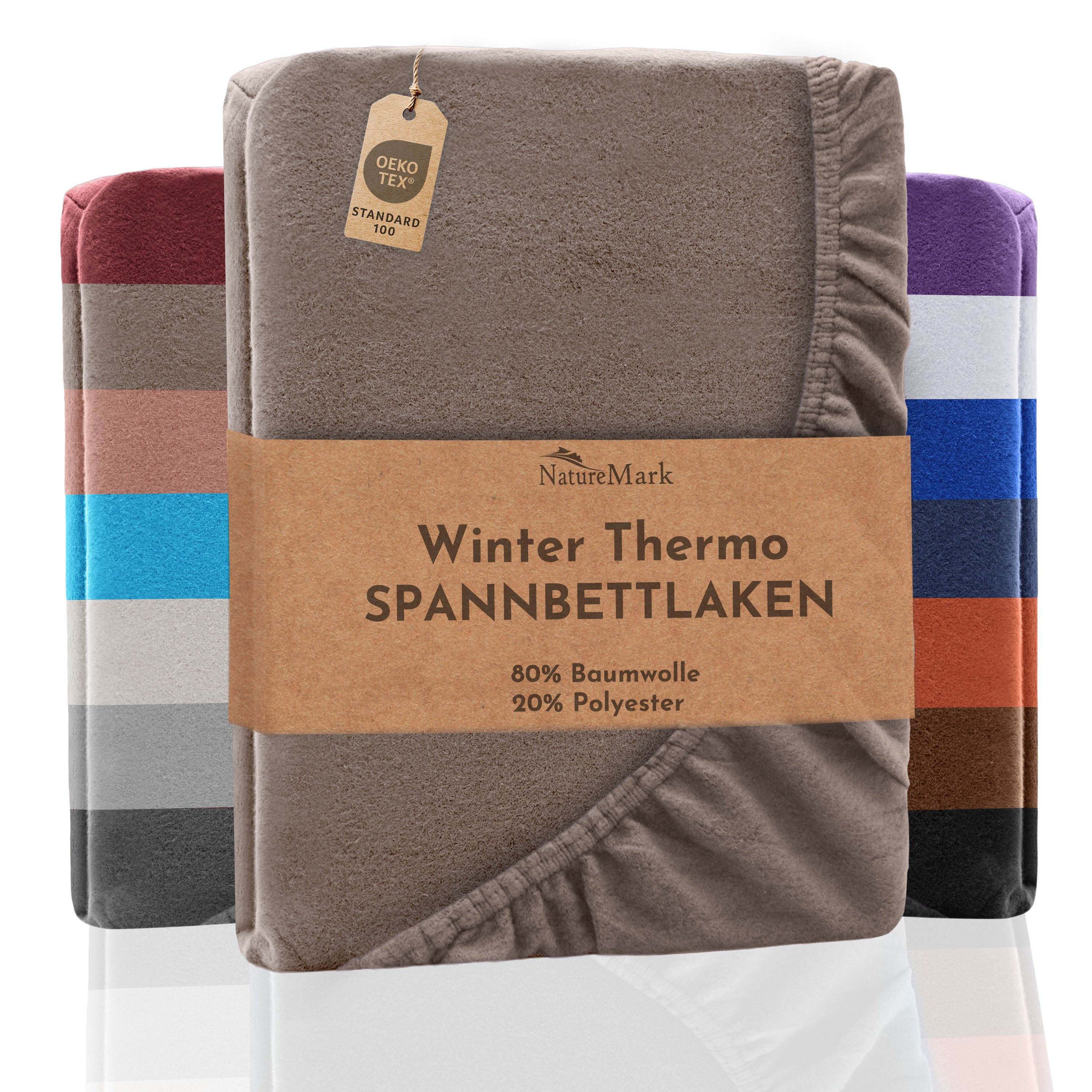 NatureMark Spannbettlaken Winter Thermo Fleece Spannbetttuch, 80% Baumwolle günstig online kaufen