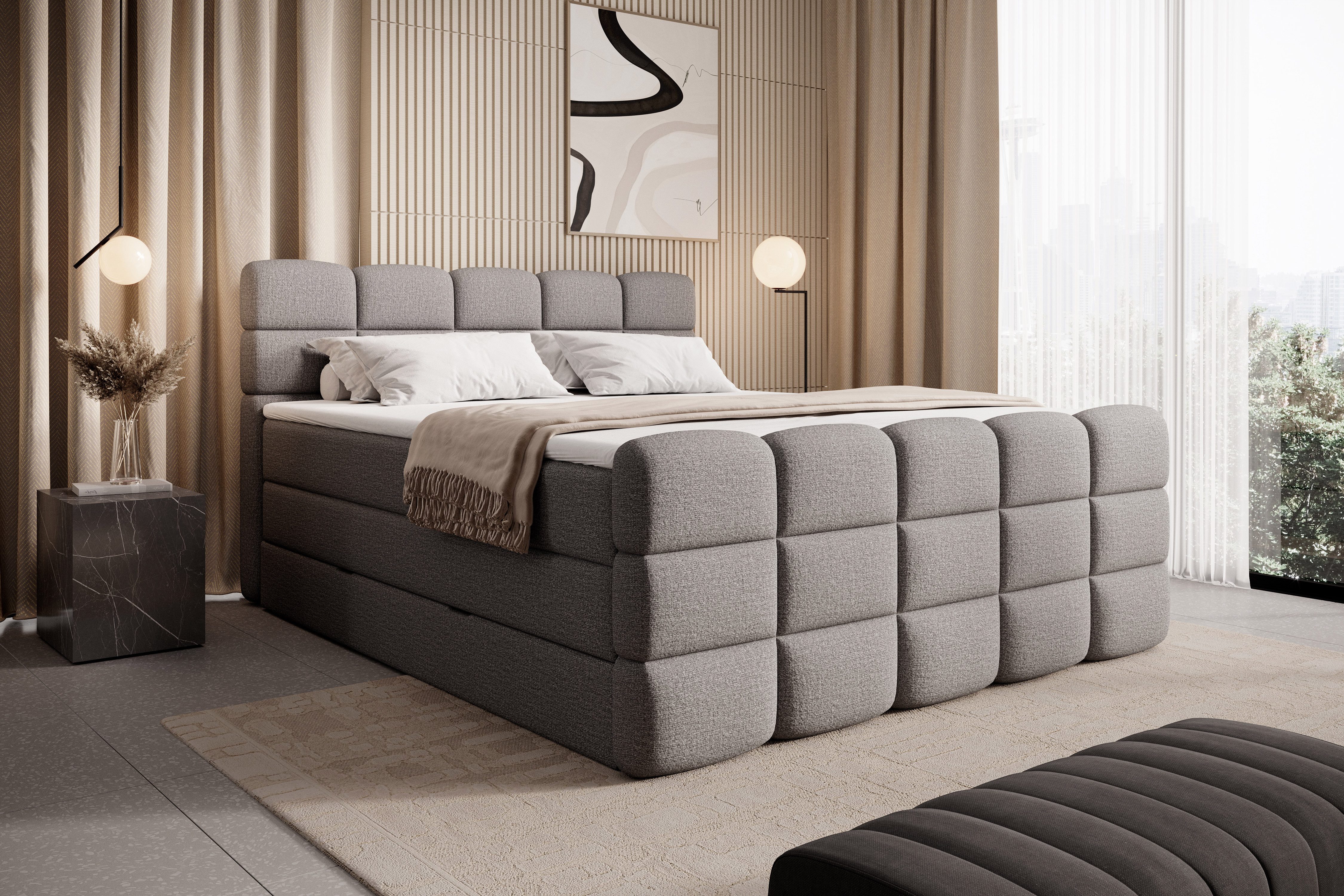 wonello Boxspringbett Carenzo, Doppelbett mit Bettkasten, günstig online kaufen